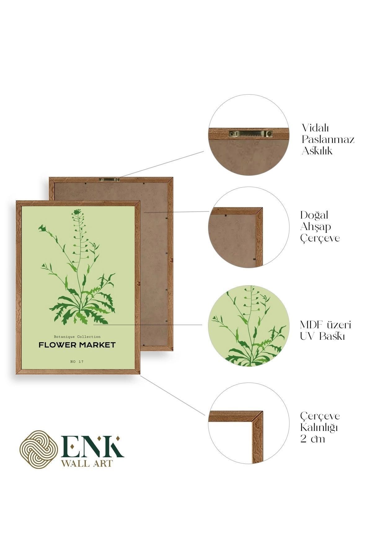 Çiçek Ahşap Çerçeveli Tablo 17 x 23