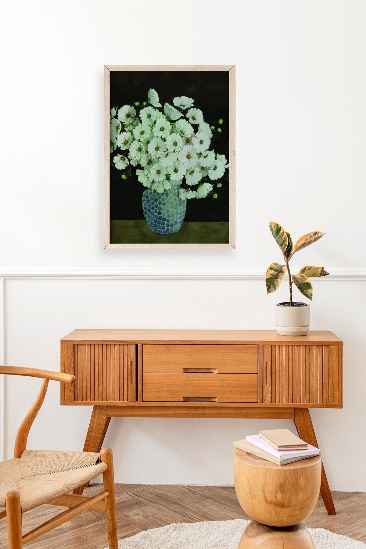 Çiçekler Ahşap Çerçeveli Tablo 23 x 30