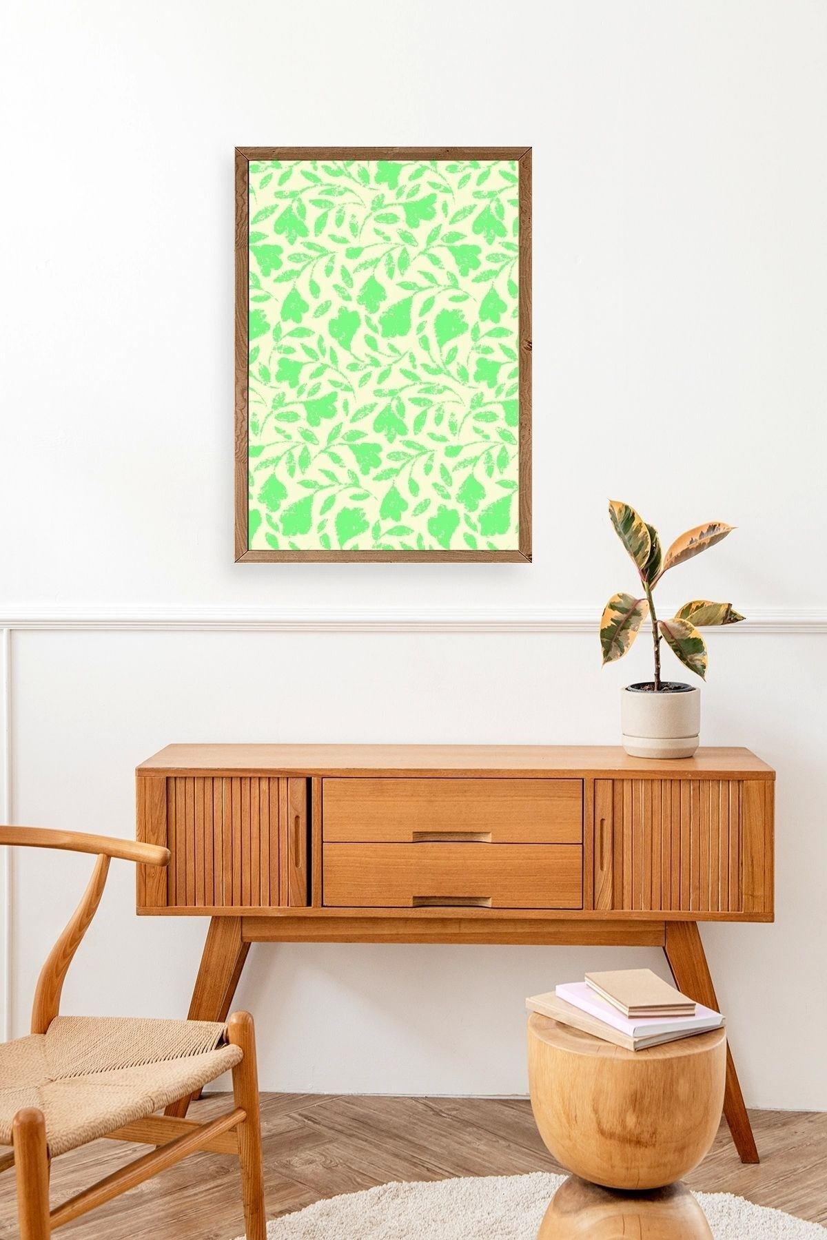 Yapraklar Ahşap Çerçeveli Tablo 30 x 42