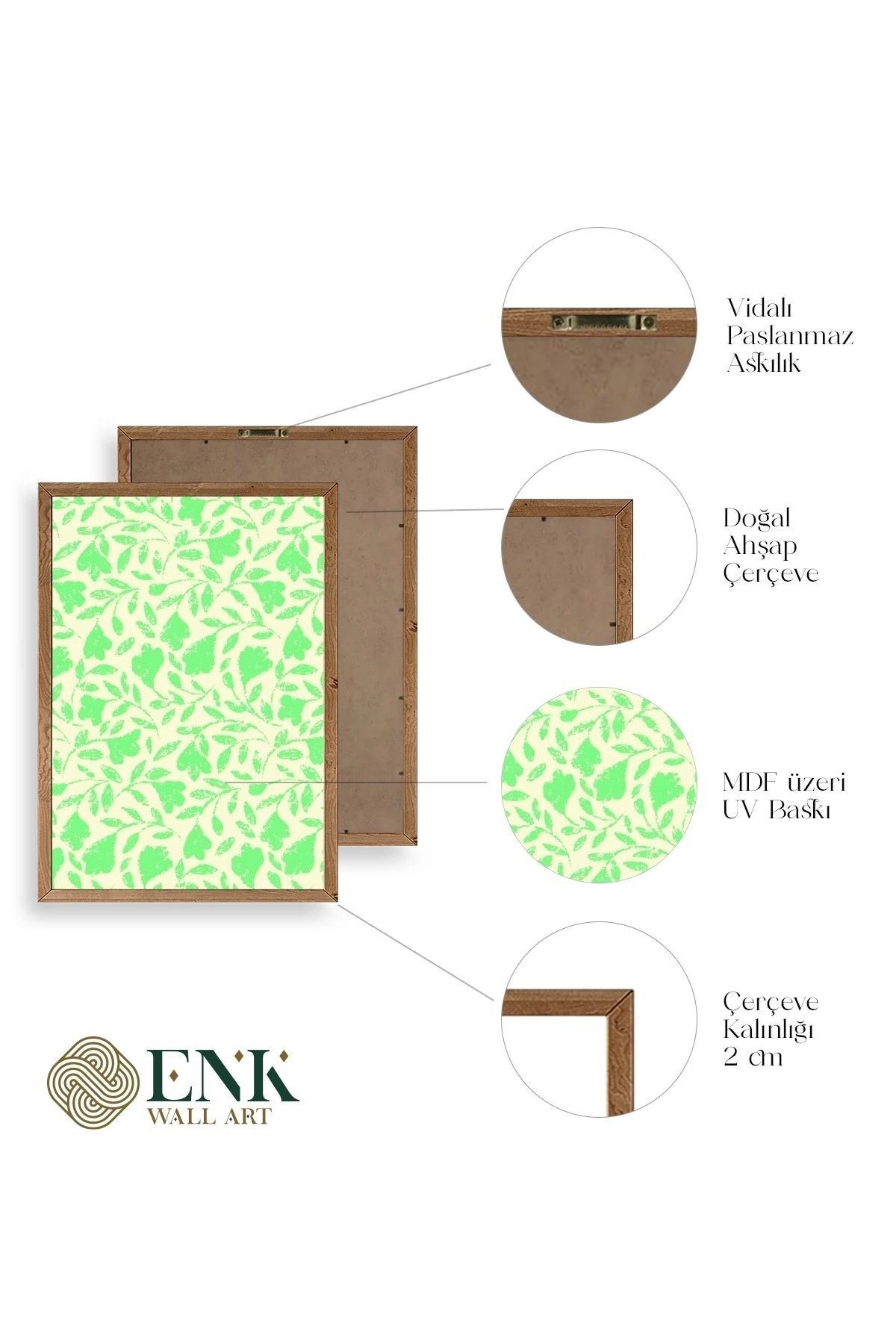 Yapraklar Ahşap Çerçeveli Tablo 50 x 70