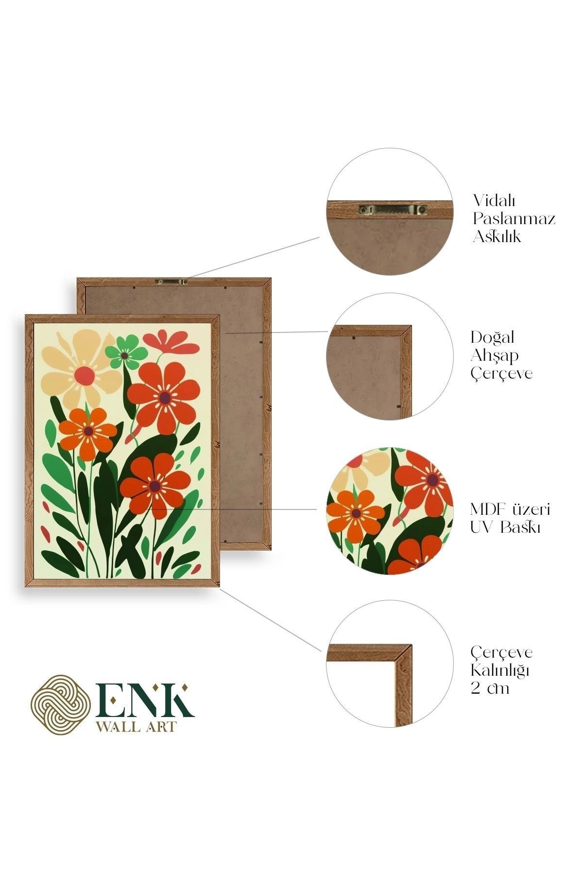 Çiçek Ahşap Çerçeveli Tablo 30 x 42