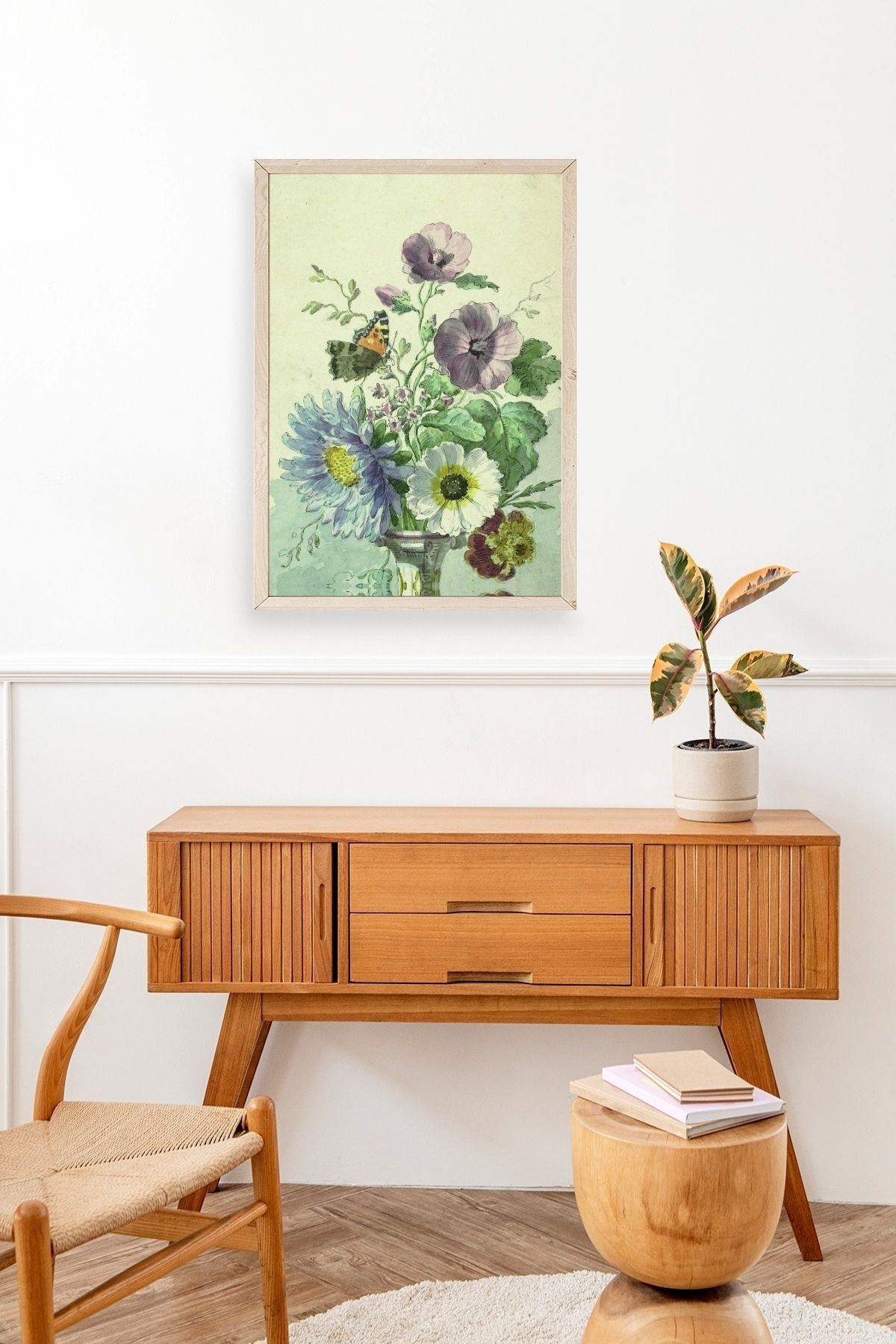 Çiçekler Ahşap Çerçeveli Tablo 17 x 23