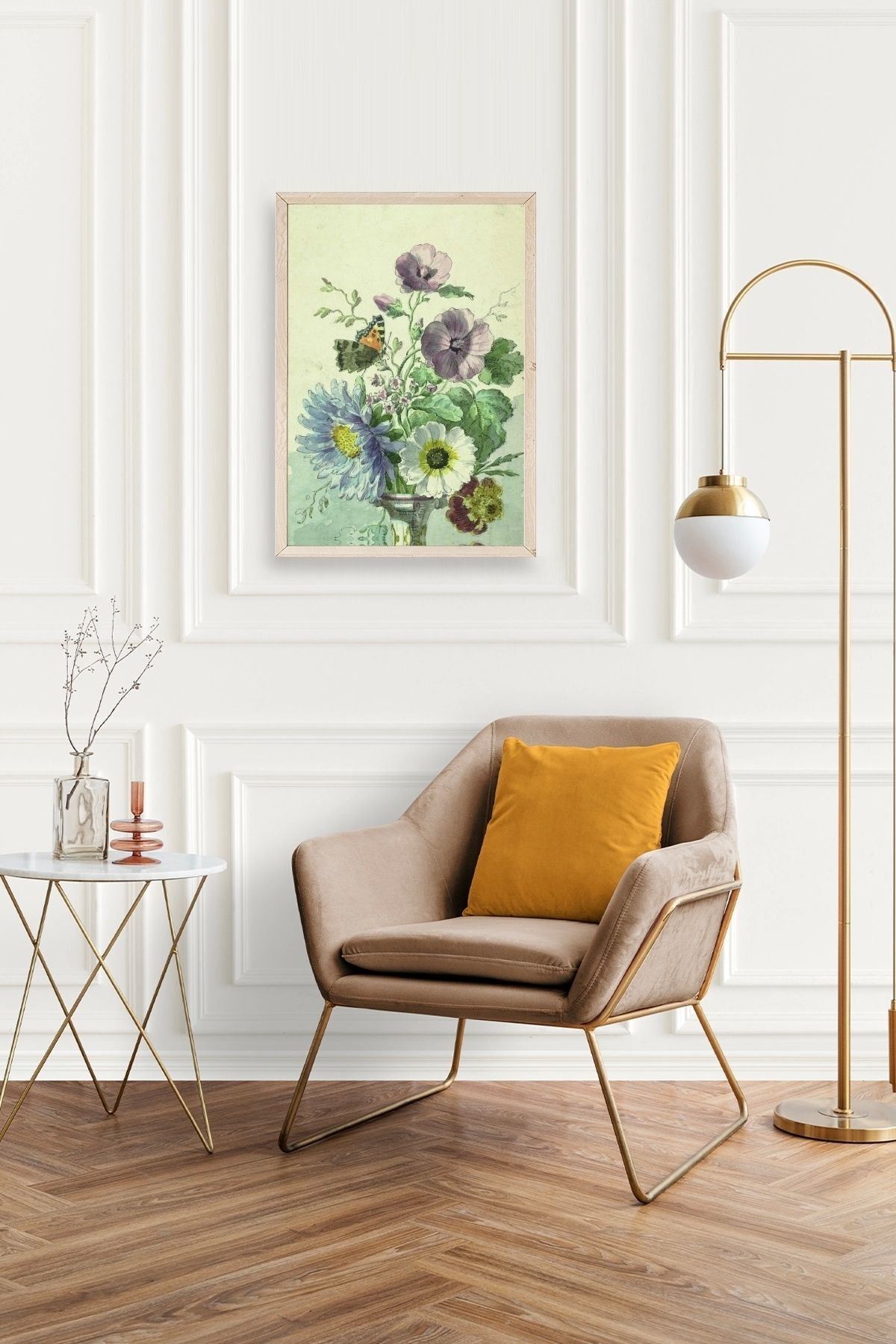 Çiçekler Ahşap Çerçeveli Tablo 50 x 70