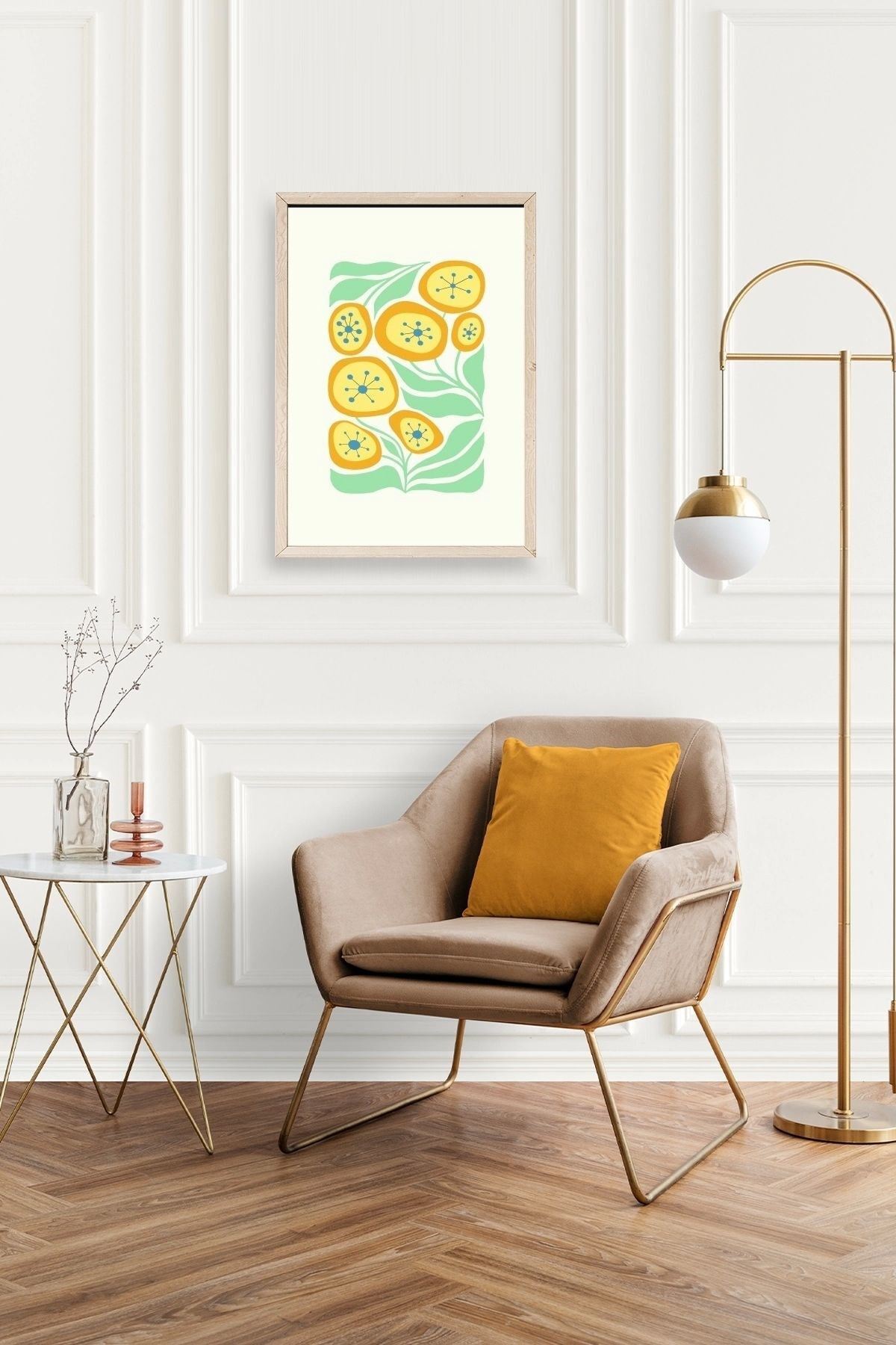 Çiçek Ahşap Çerçeveli Tablo 50 x 70