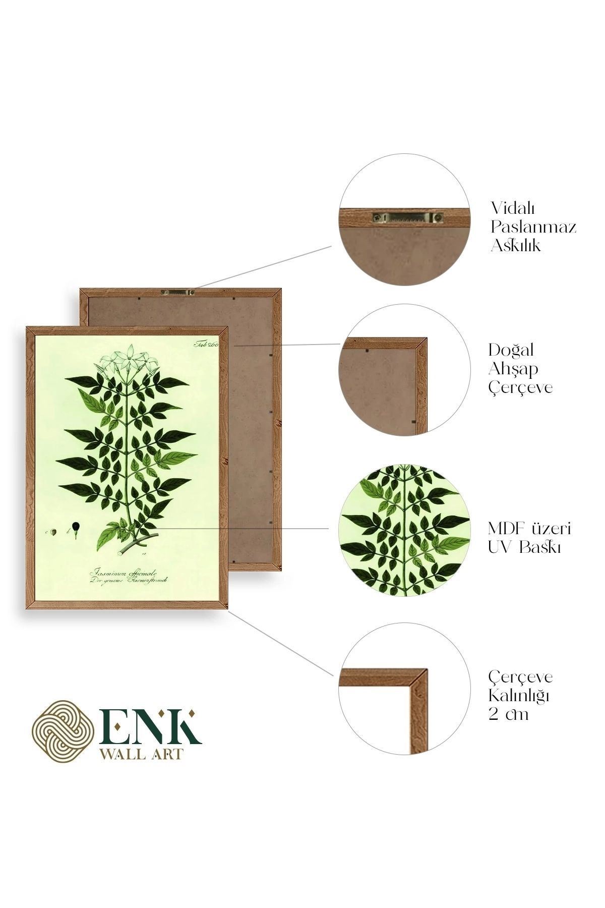 Yapraklar Ahşap Çerçeveli Tablo 50 x 70