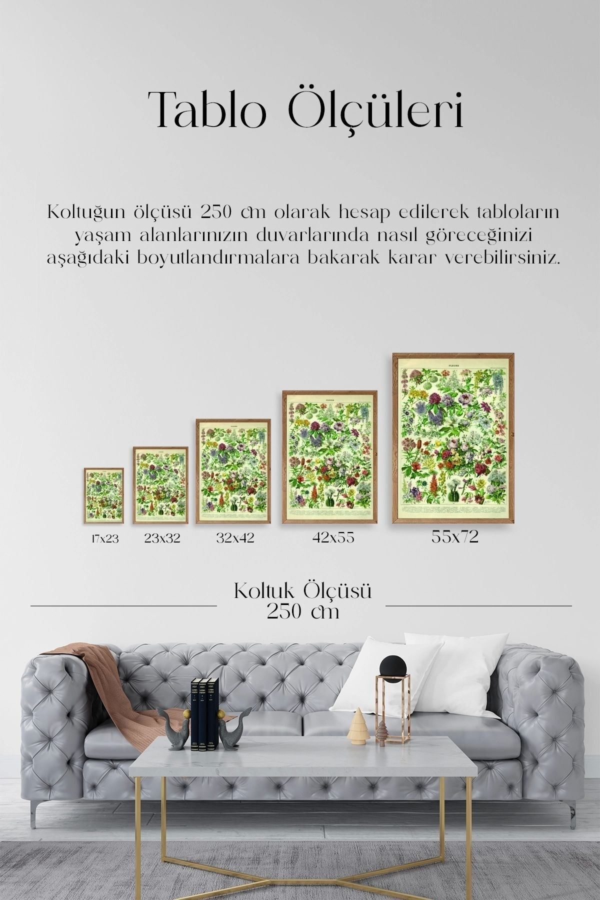 Çiçekler Ahşap Çerçeveli Tablo 50 x 70