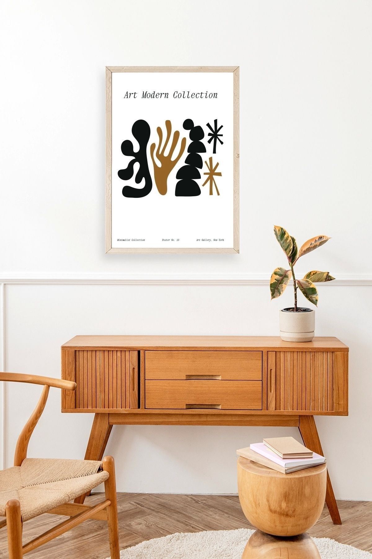 Soyut Ahşap Çerçeveli Tablo 23 x 30