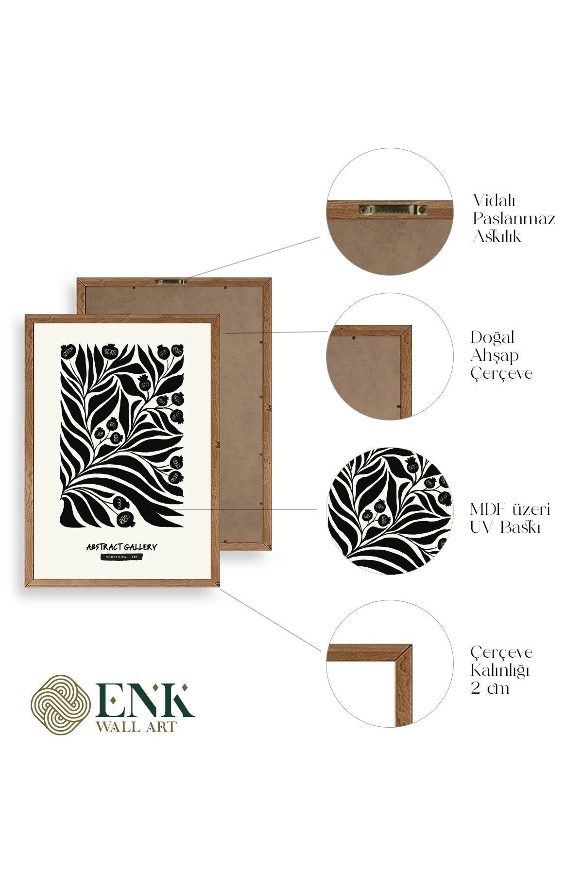 Soyut Ahşap Çerçeveli Tablo 30 x 42