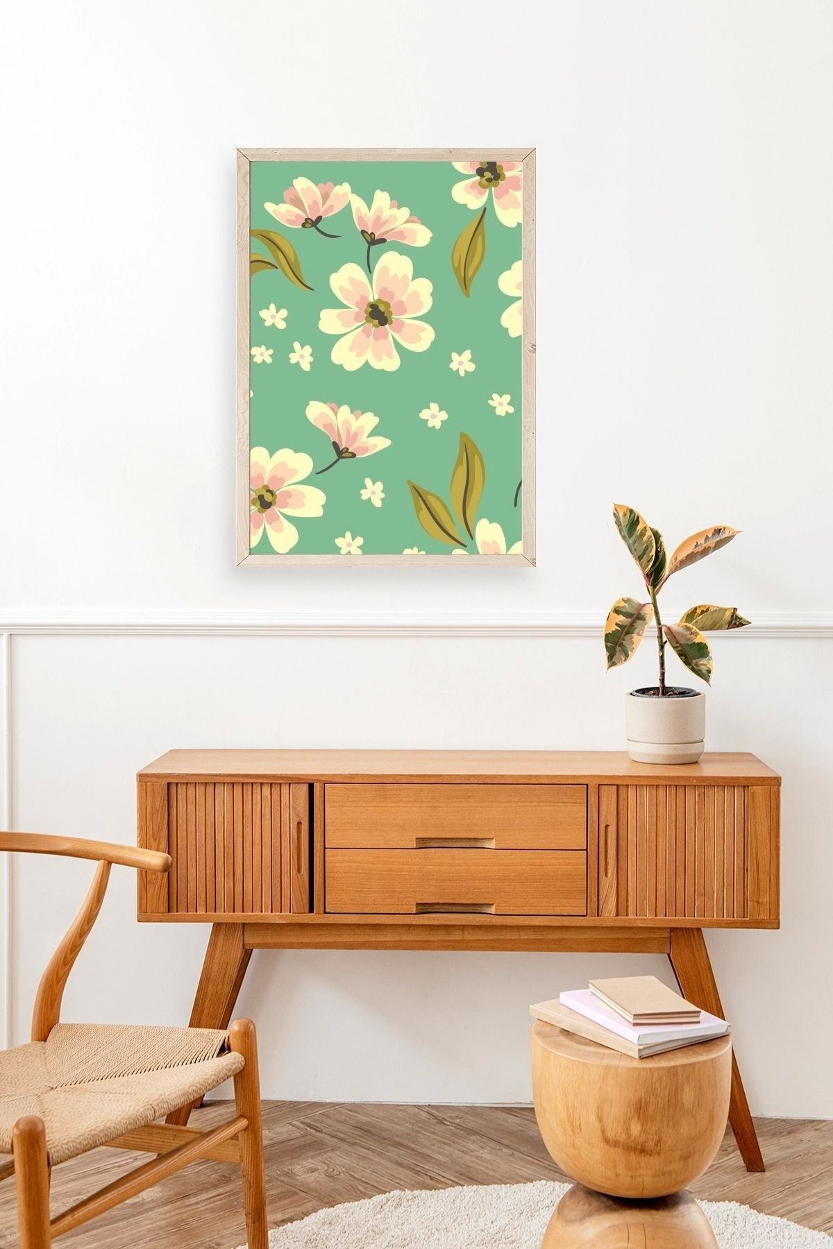 Çiçekler Ahşap Çerçeveli Tablo 50 x 70