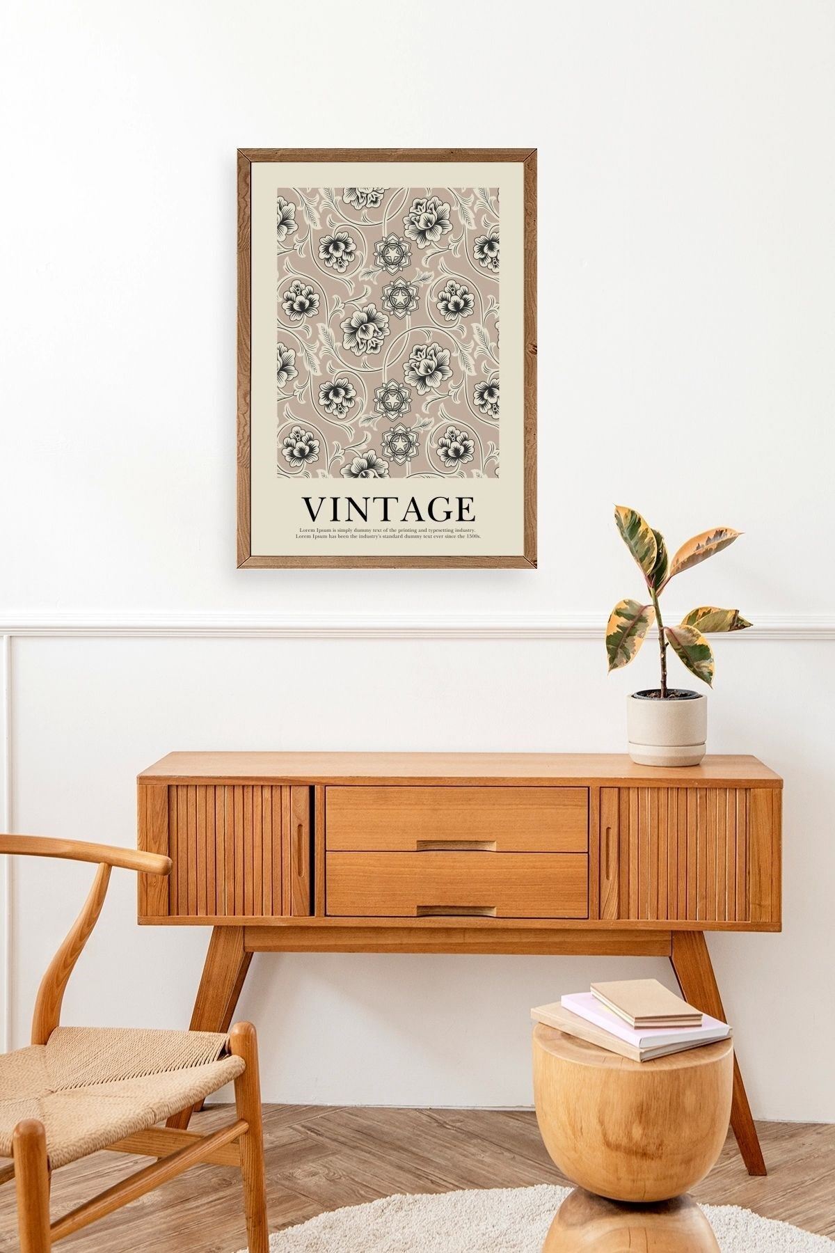 Vintage Ahşap Çerçeveli Tablo 23 x 30