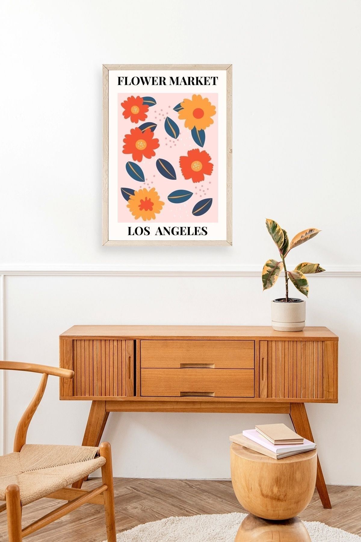 Çiçek Ahşap Çerçeveli Tablo 50 x 70