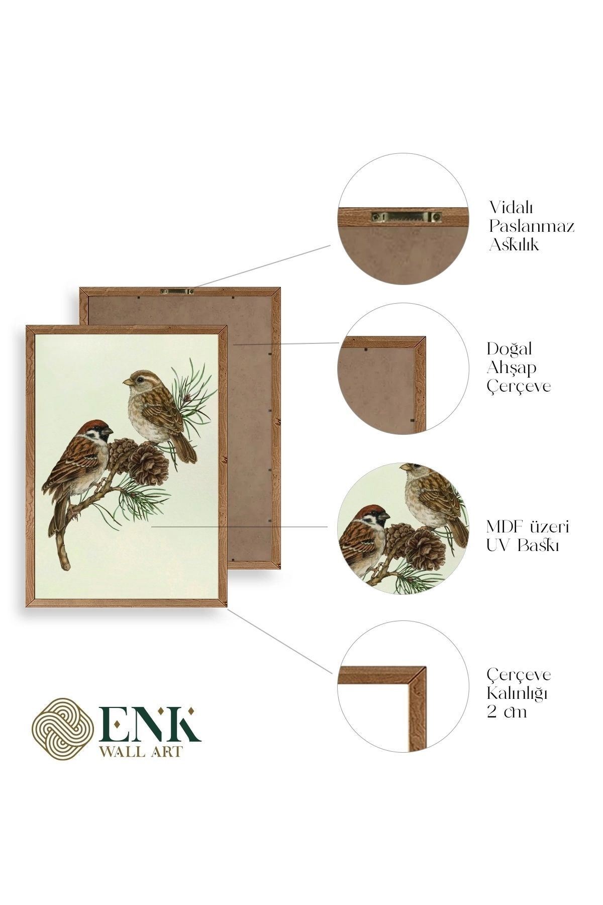 Kuş Ahşap Çerçeveli Tablo 50 x 70