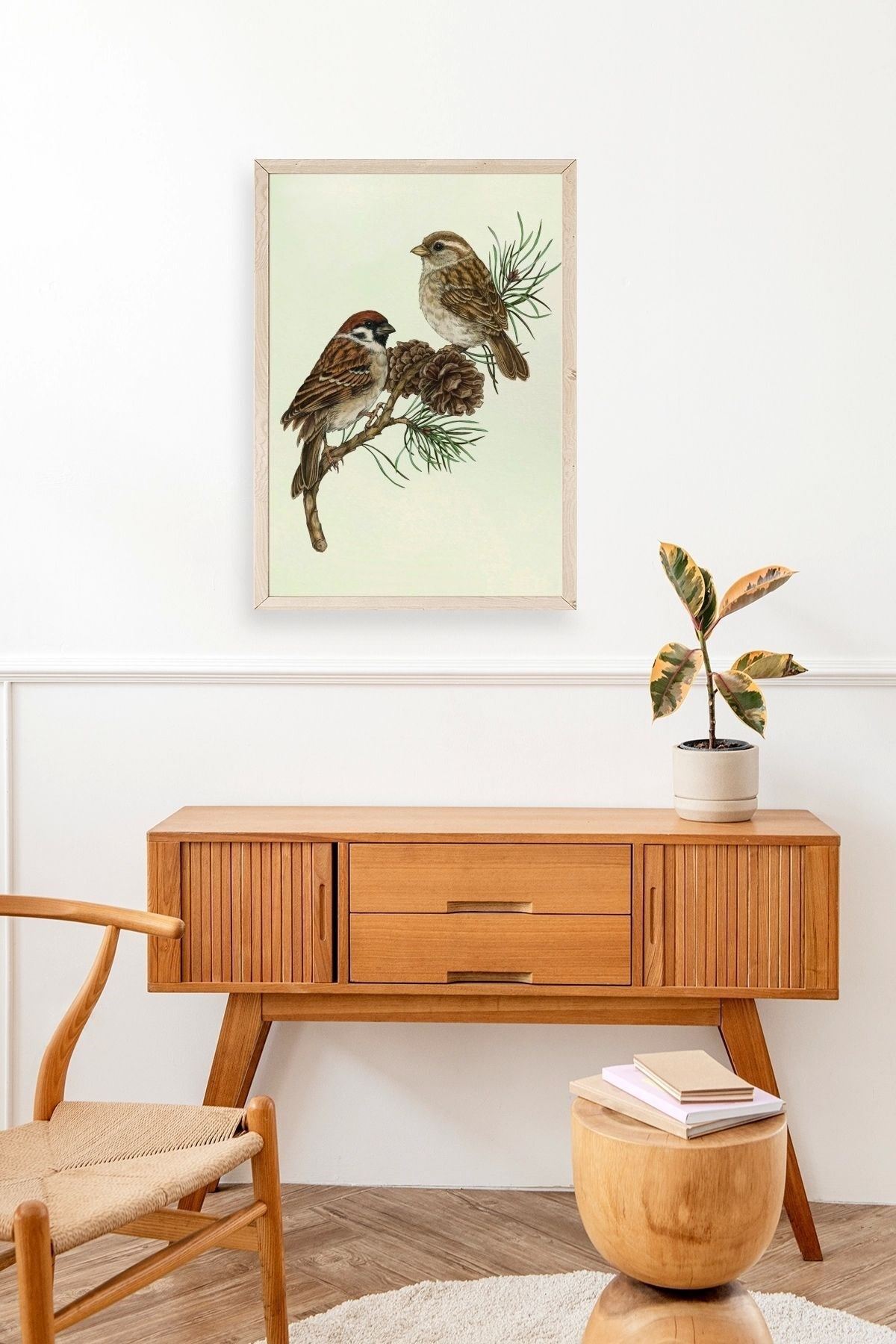 Kuş Ahşap Çerçeveli Tablo 17 x 23