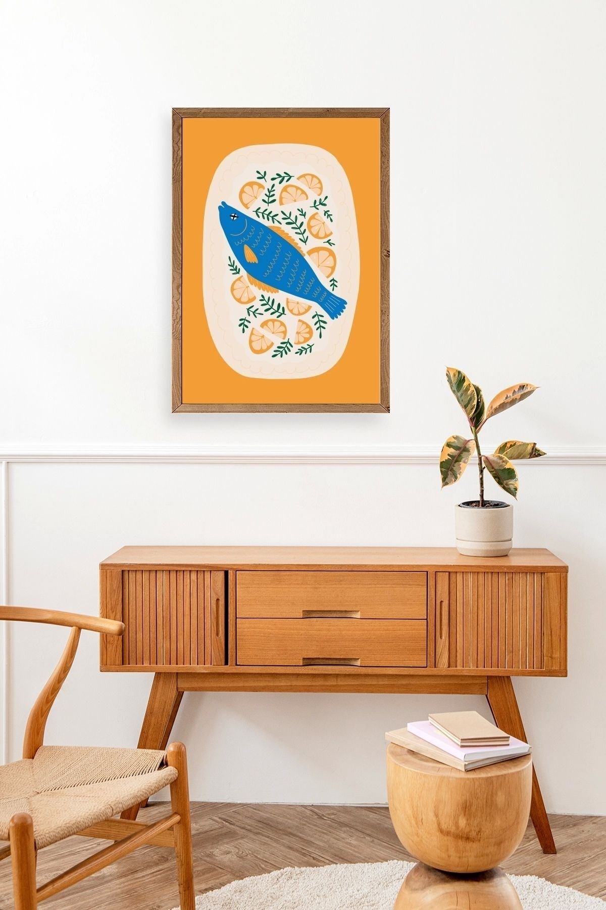 Balık Ahşap Çerçeveli Tablo 17 x 23