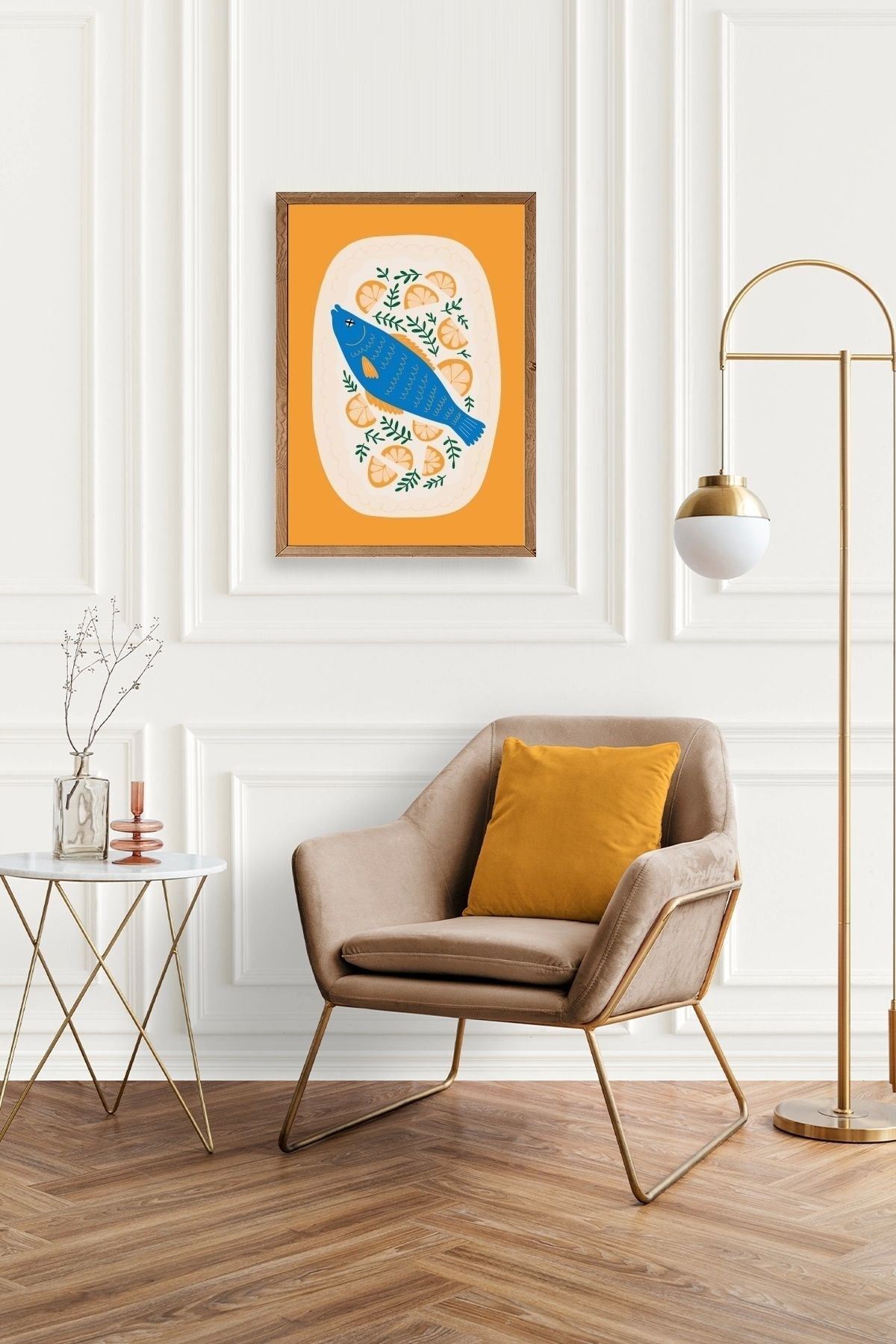 Balık Ahşap Çerçeveli Tablo 30 x 42