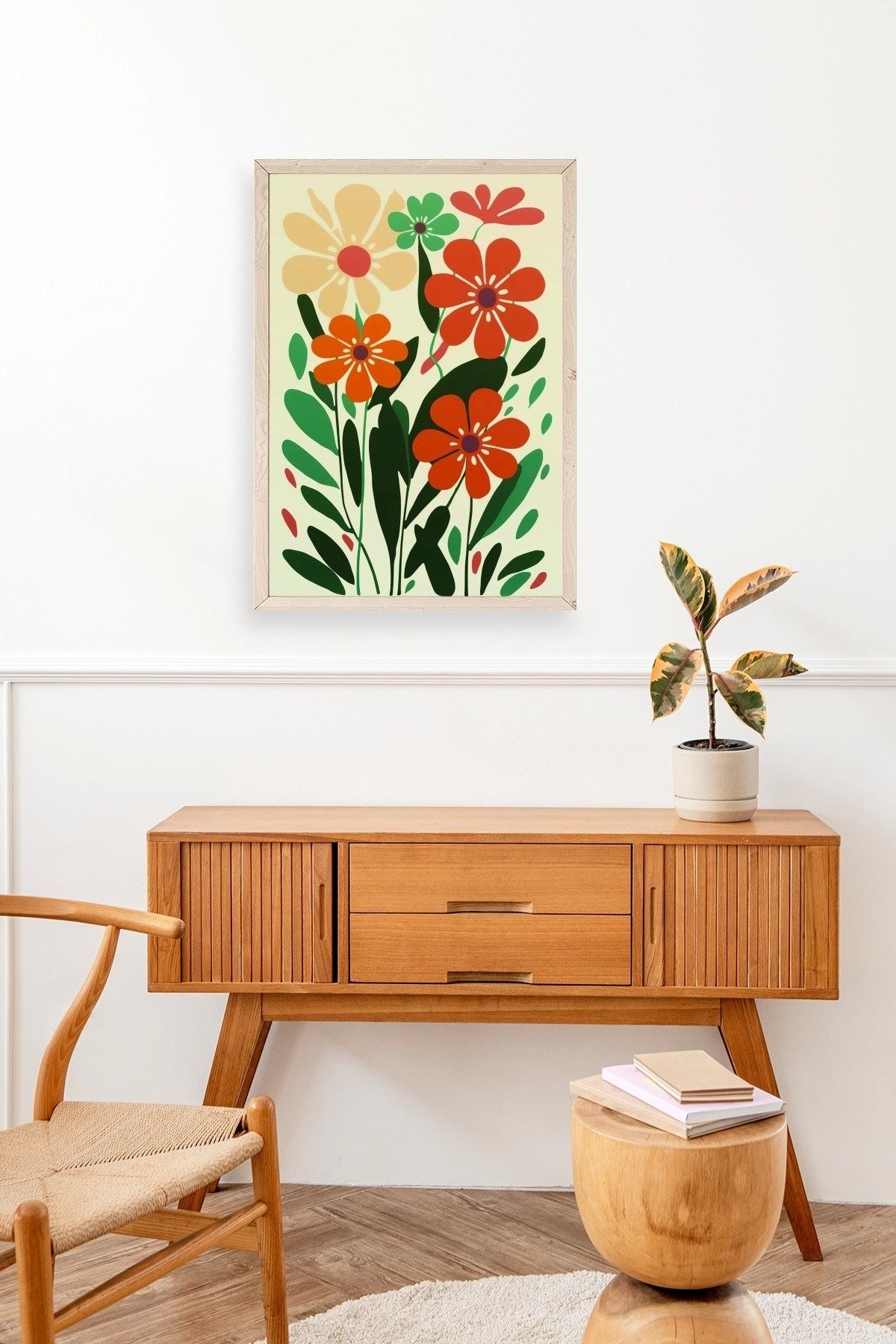 Çiçek Ahşap Çerçeveli Tablo 30 x 42