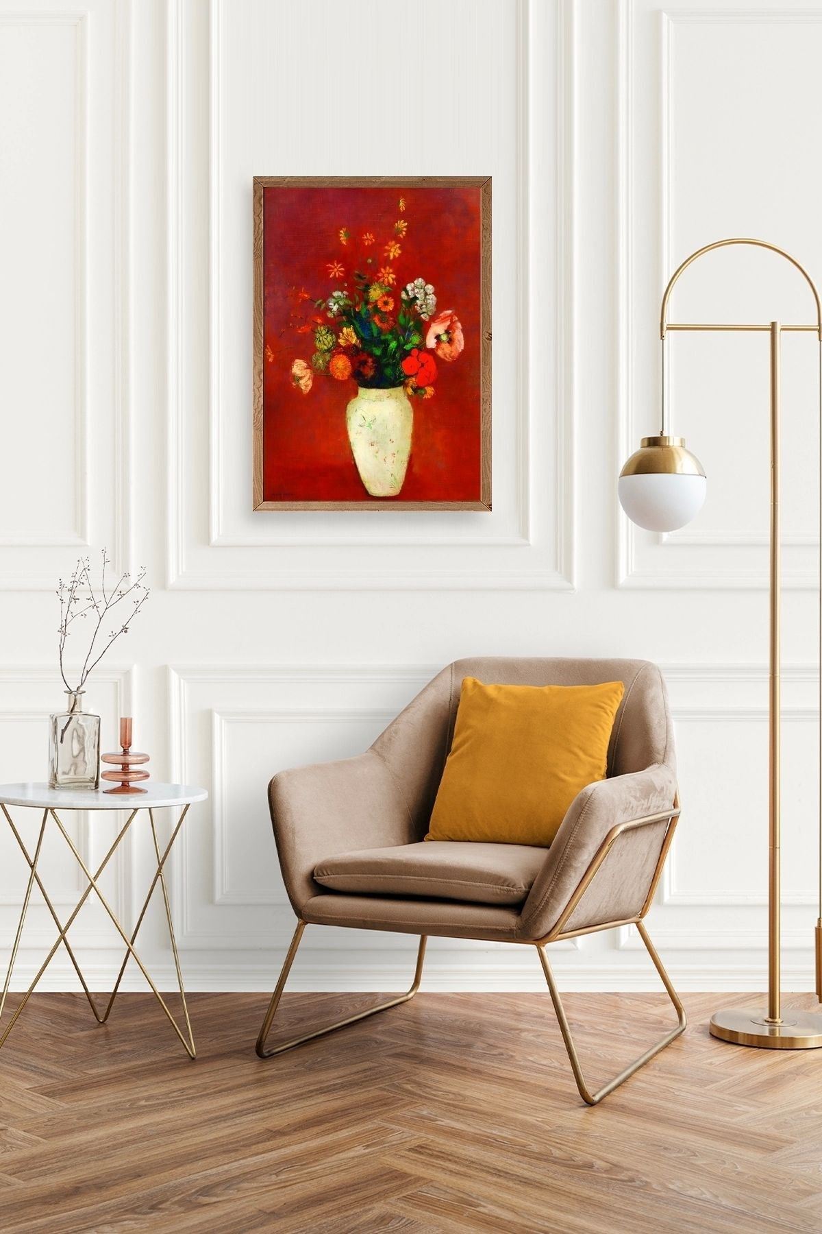 Vazoda Çiçek Ahşap Çerçeveli Tablo 23 x 30