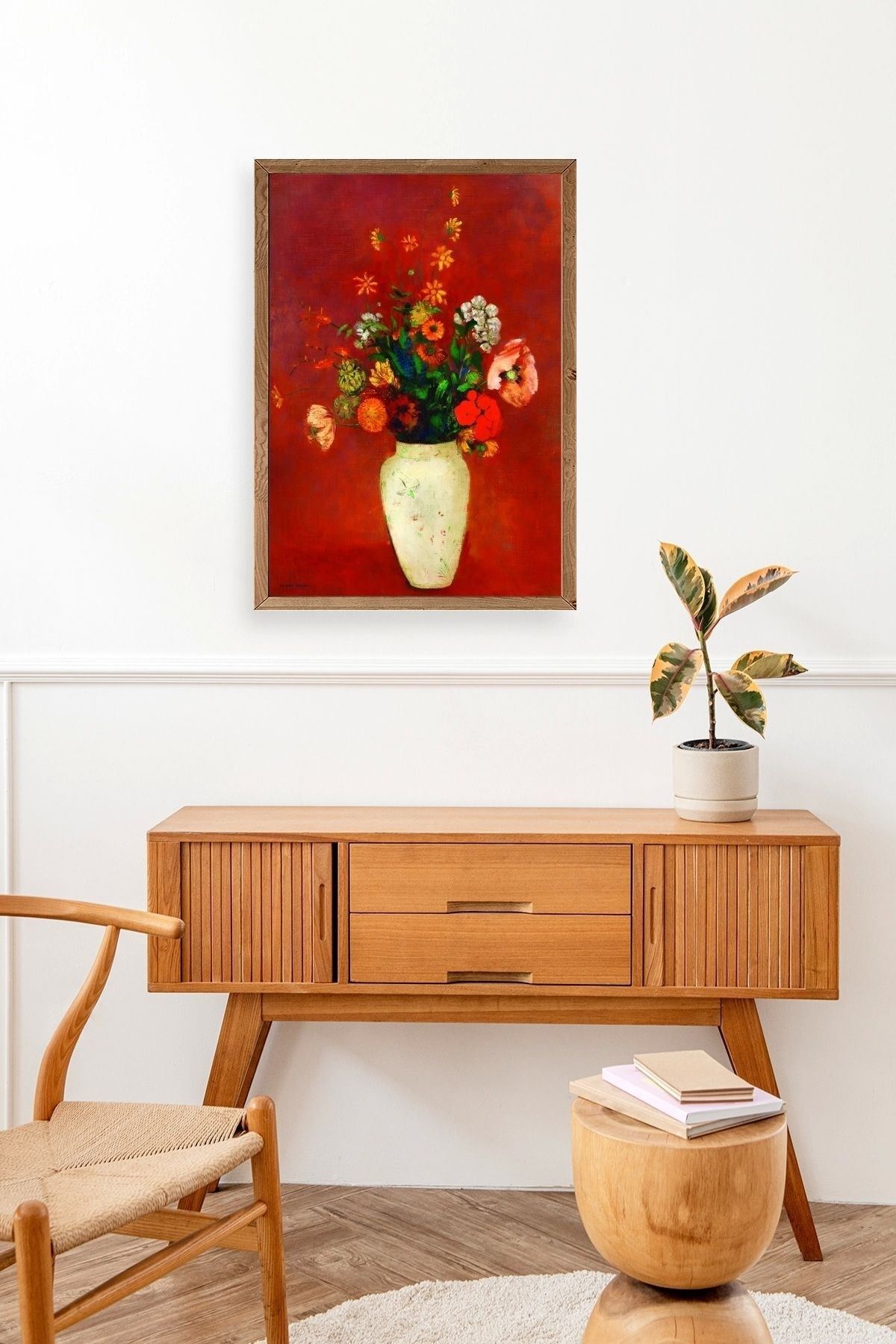 Vazoda Çiçek Ahşap Çerçeveli Tablo 17 x 23