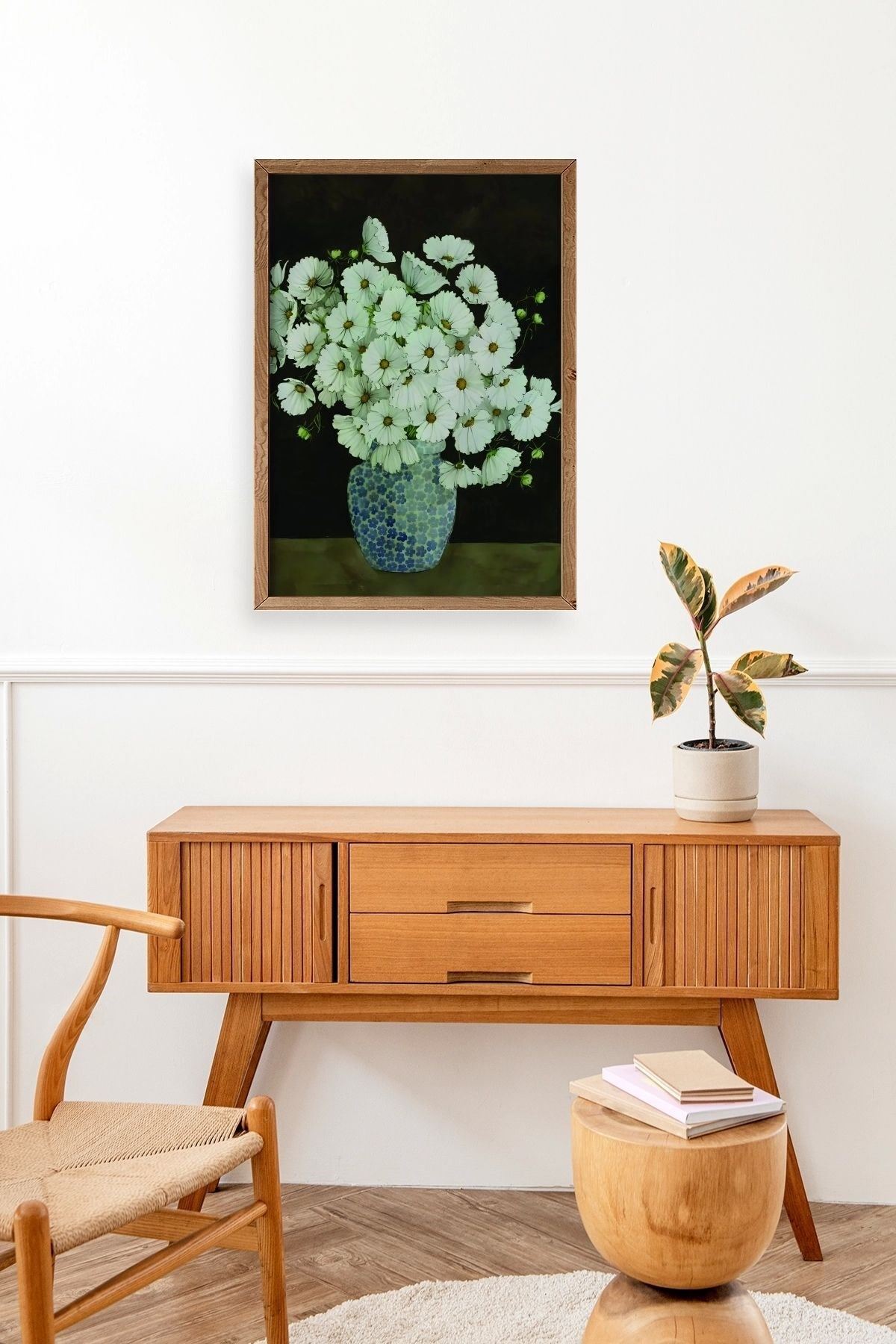 Çiçekler Ahşap Çerçeveli Tablo 30 x 42