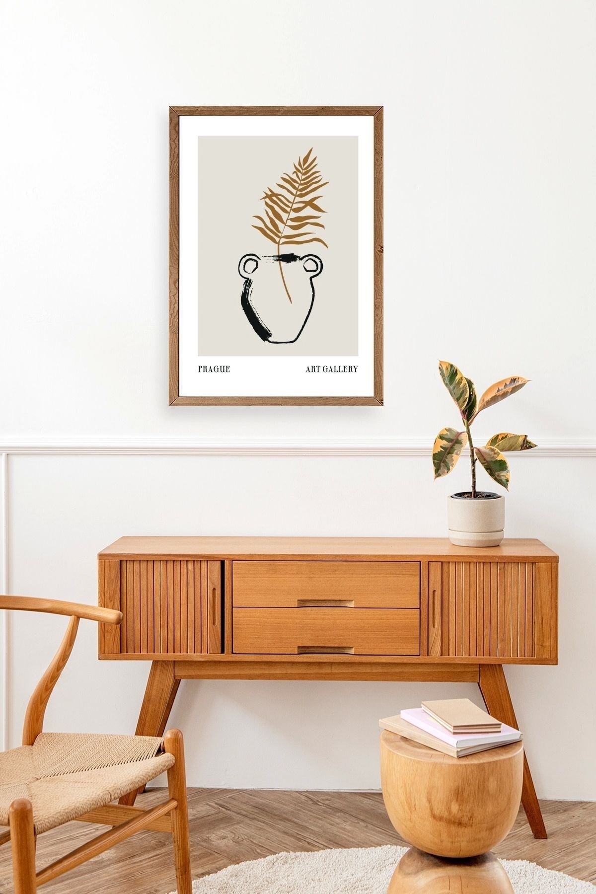 Vazo Ahşap Çerçeveli Tablo 17 x 23