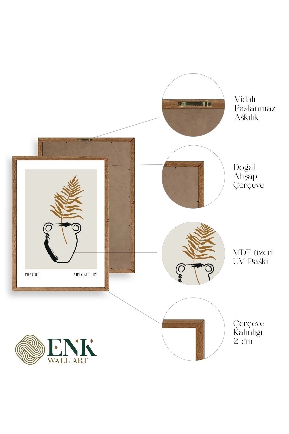 Vazo Ahşap Çerçeveli Tablo 50 x 70