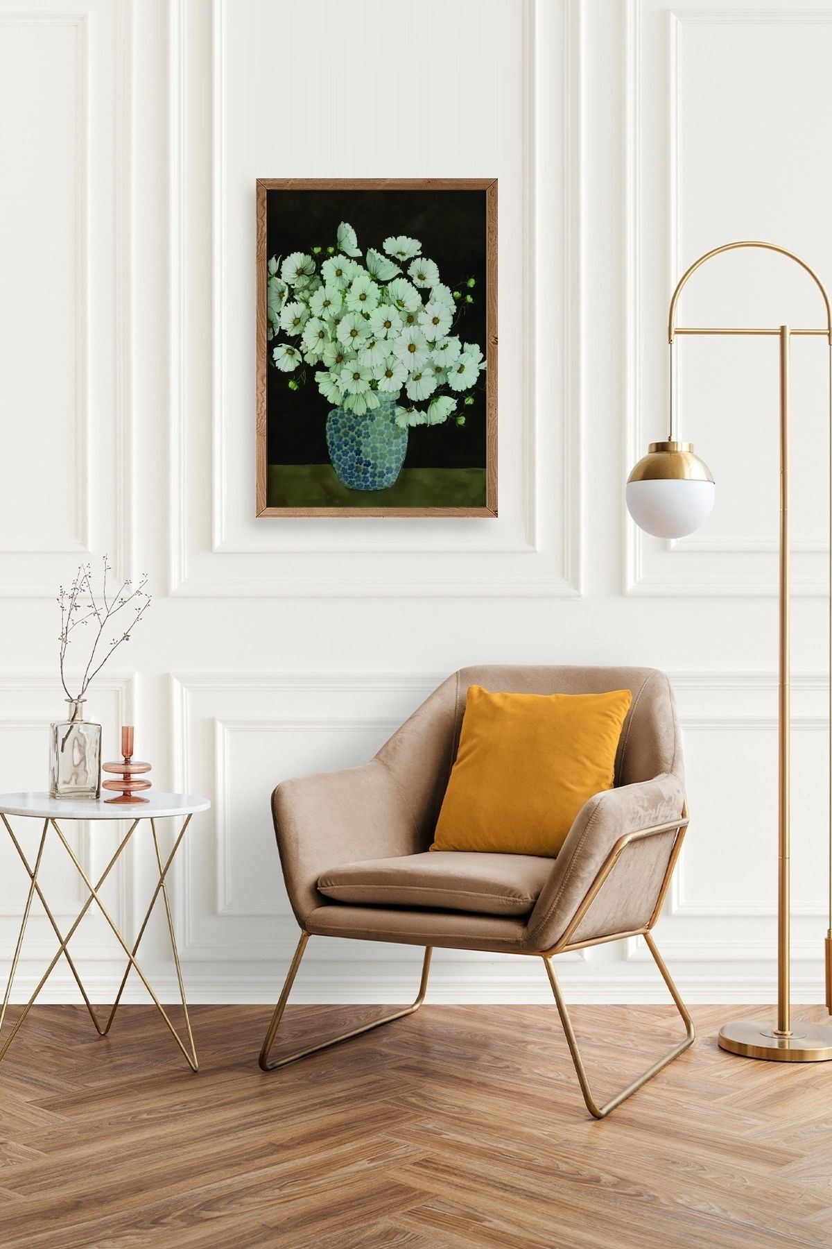 Çiçekler Ahşap Çerçeveli Tablo 50 x 70