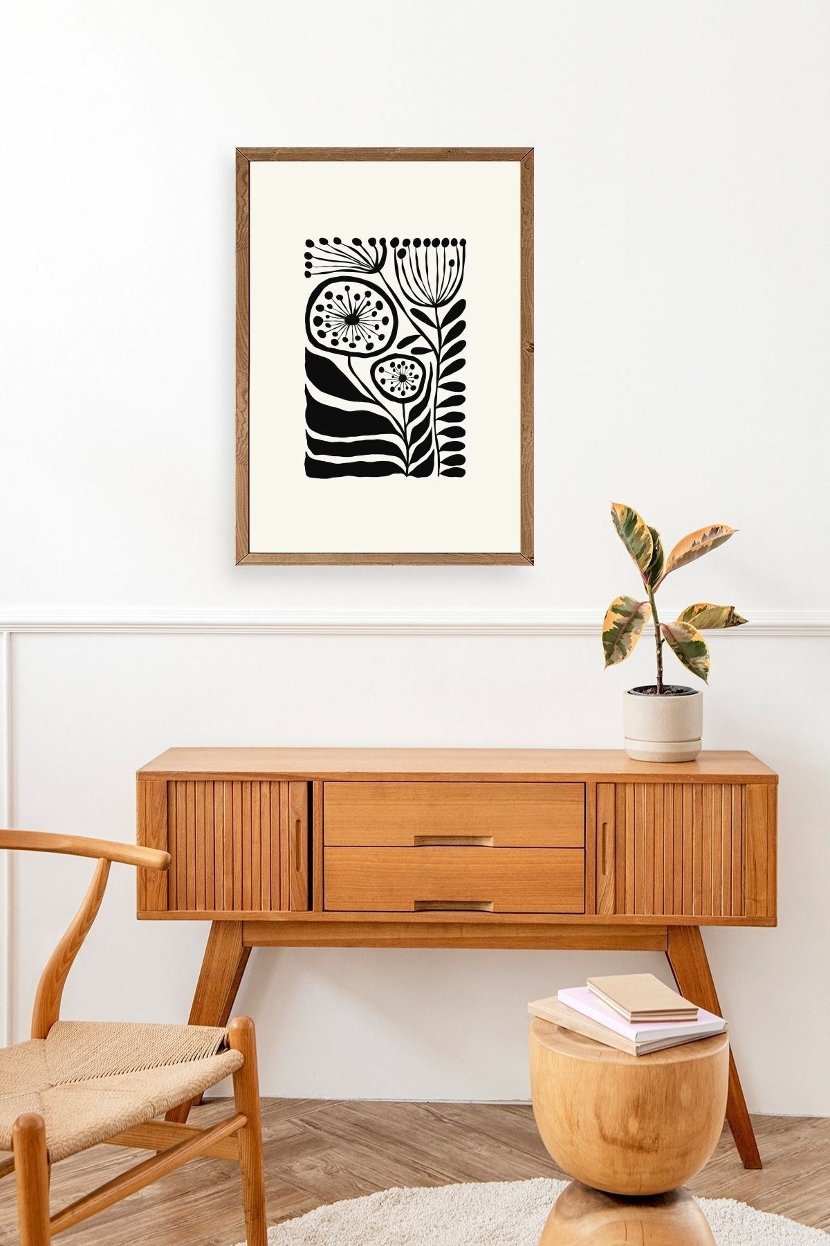 Çiçek Ahşap Çerçeveli Tablo 17 x 23