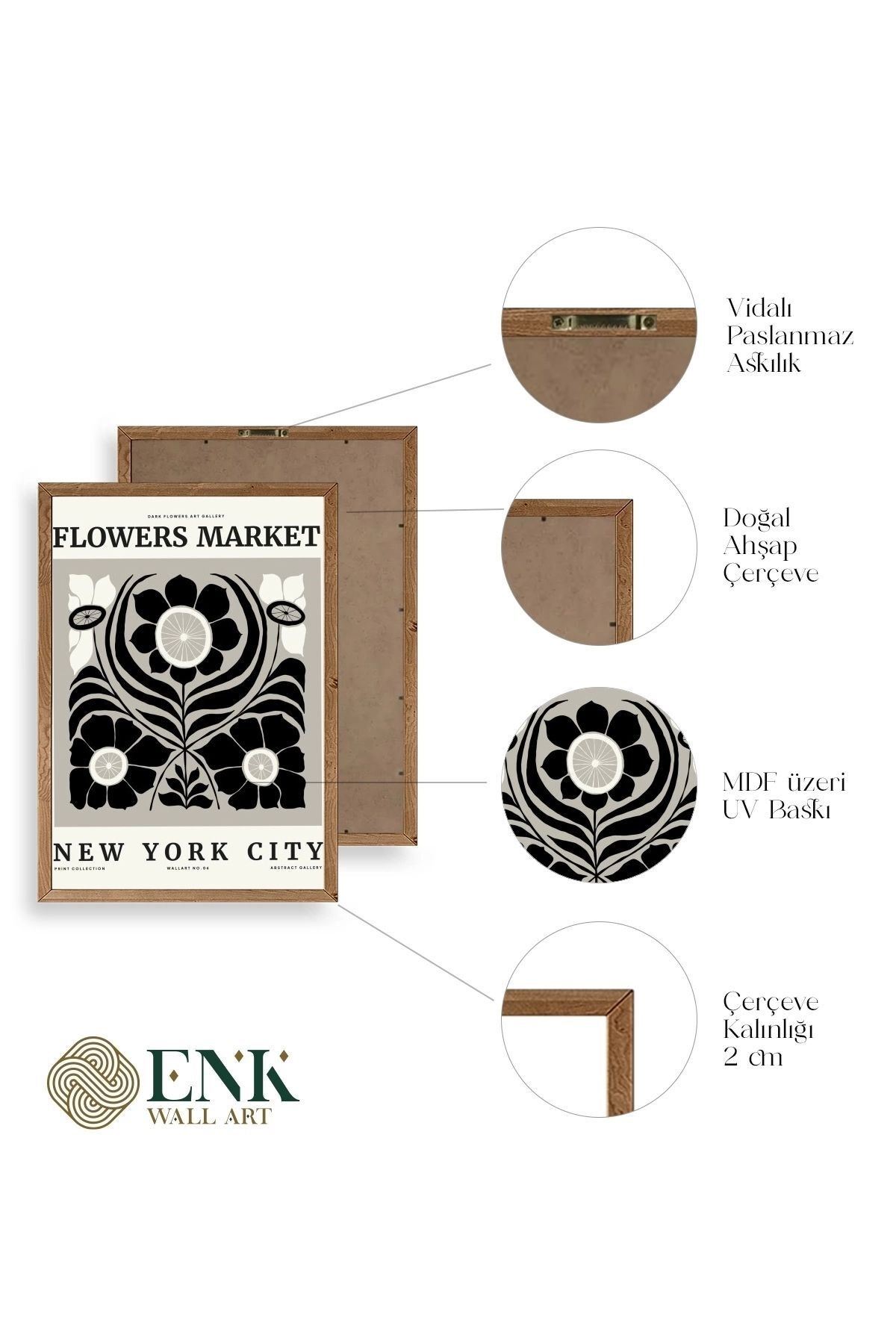 Çiçek Ahşap Çerçeveli Tablo 30 x 42