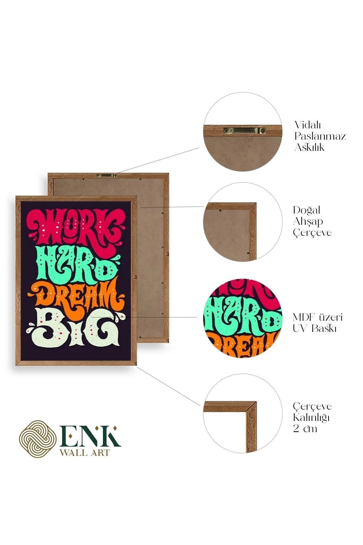 Motto Ahşap Çerçeveli Tablo 30 x 42