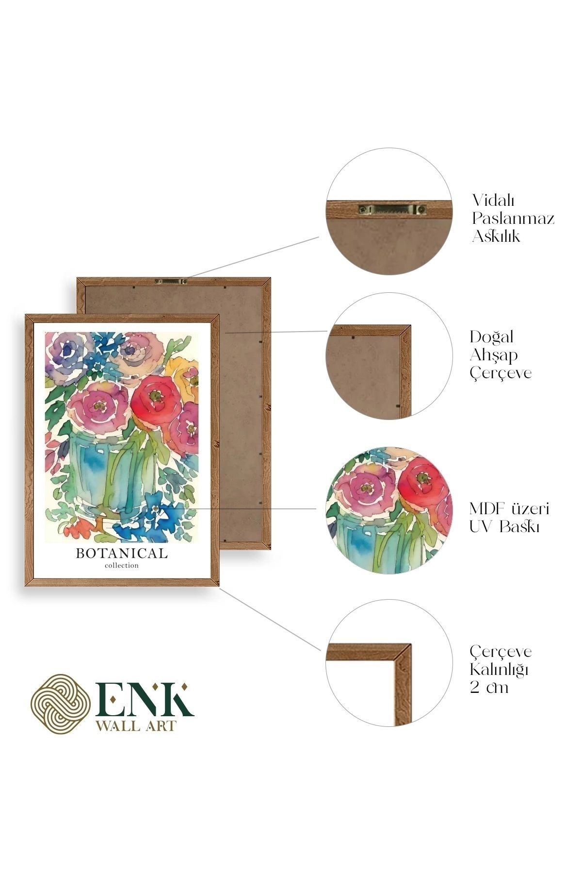 Çiçek Ahşap Çerçeveli Tablo 30 x 42