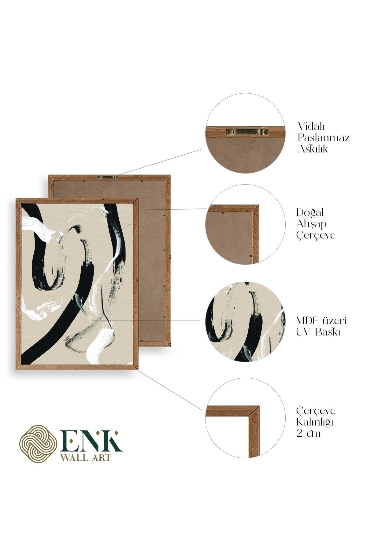 Soyut Ahşap Çerçeveli Tablo 30 x 42