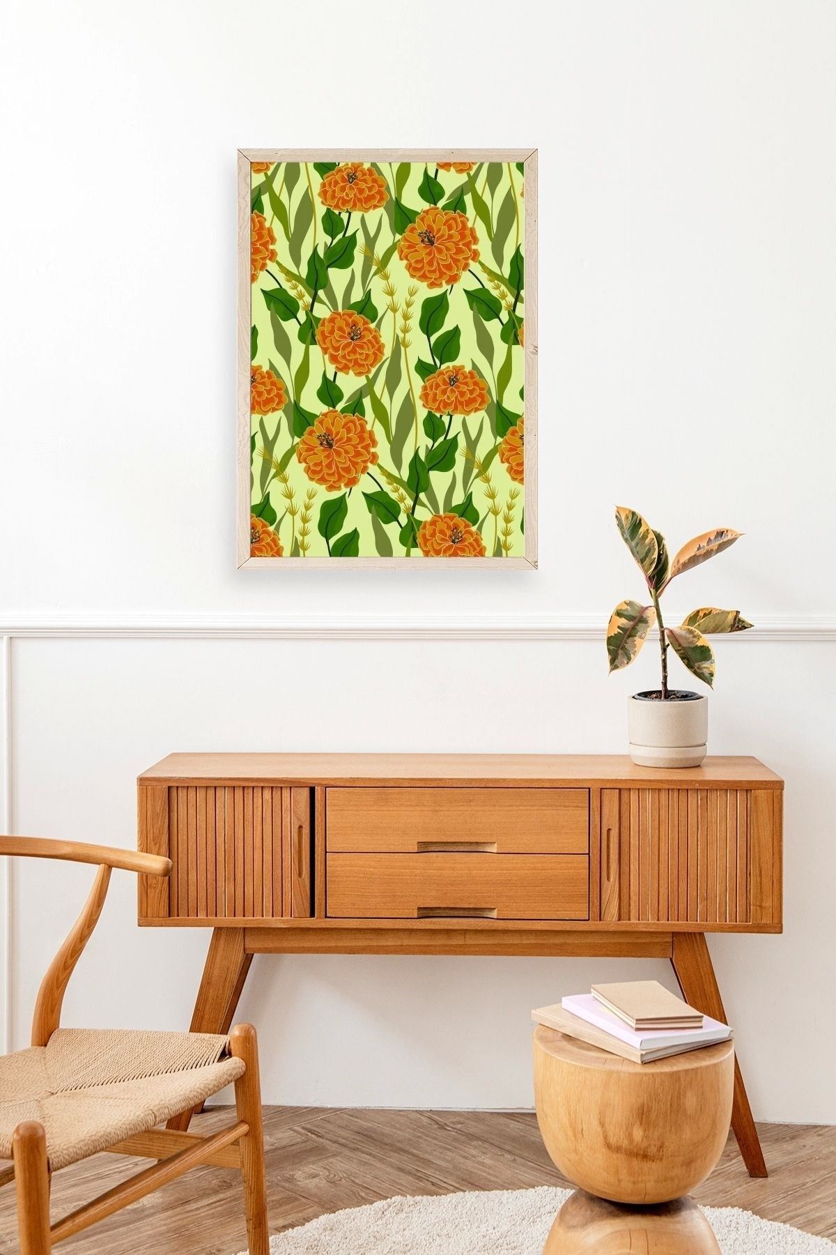 Çiçekler Ahşap Çerçeveli Tablo 30 x 42