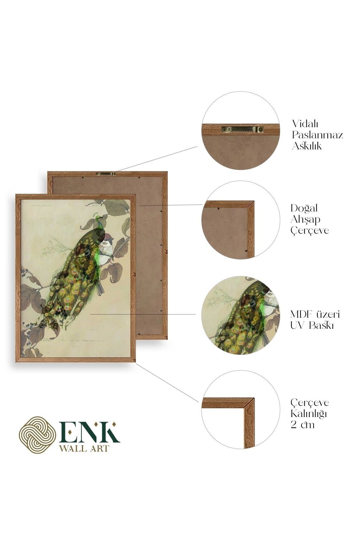 Kuş Ahşap Çerçeveli Tablo 50 x 70