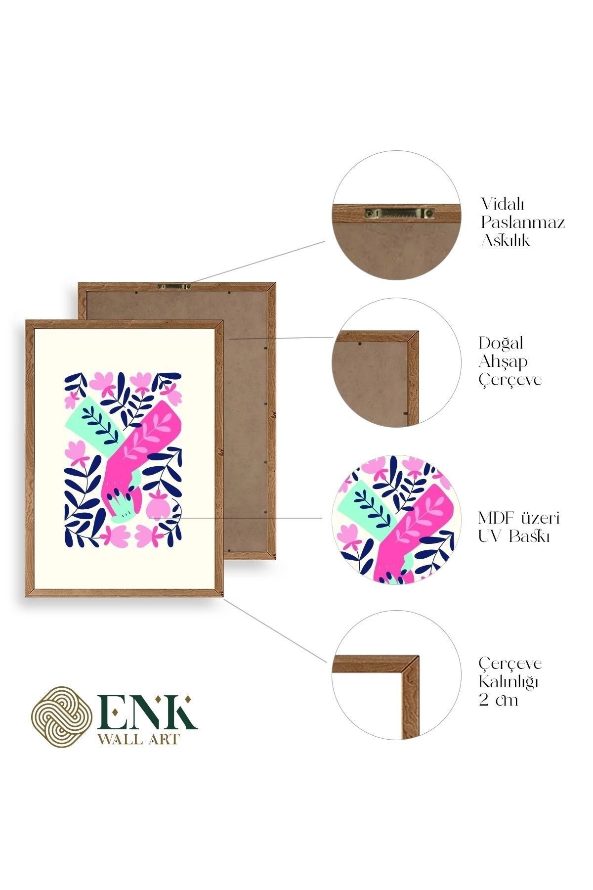 Soyut Ahşap Çerçeveli Tablo 50 x 70