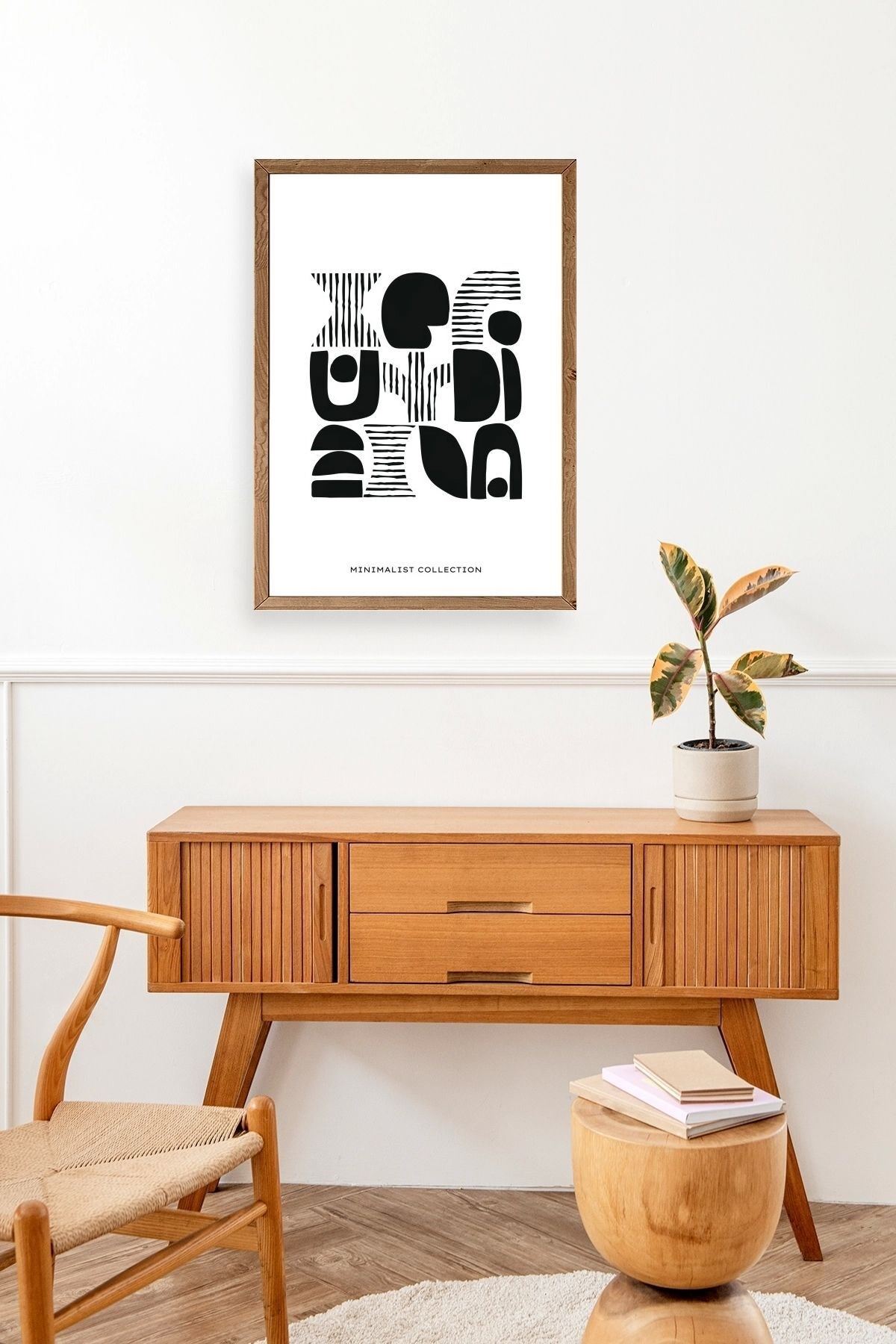 Soyut Ahşap Çerçeveli Tablo 30 x 42