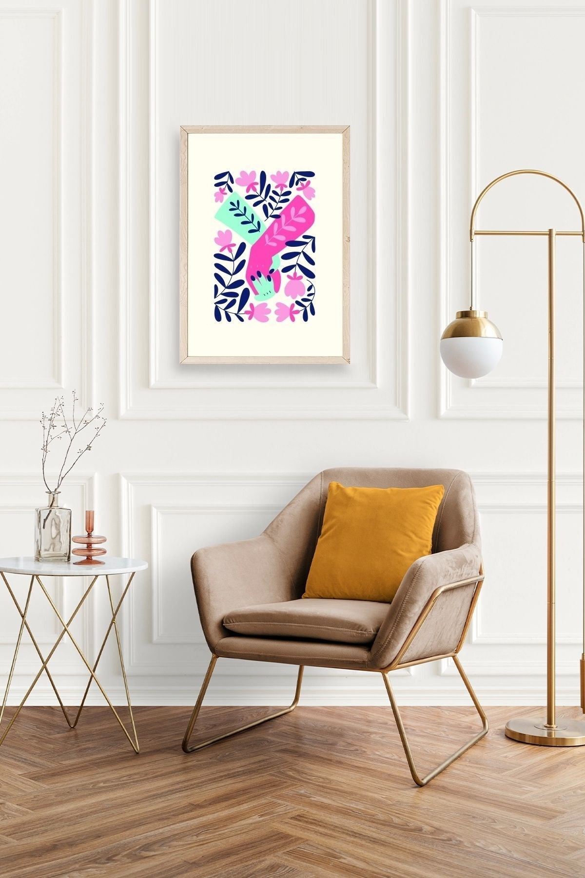 Soyut Ahşap Çerçeveli Tablo 23 x 30