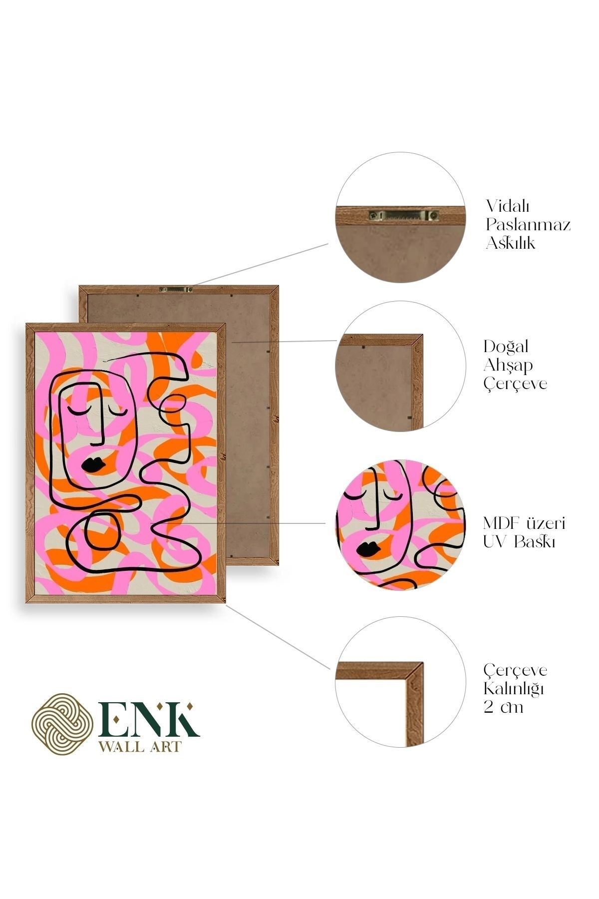 Soyut Ahşap Çerçeveli Tablo 17 x 23