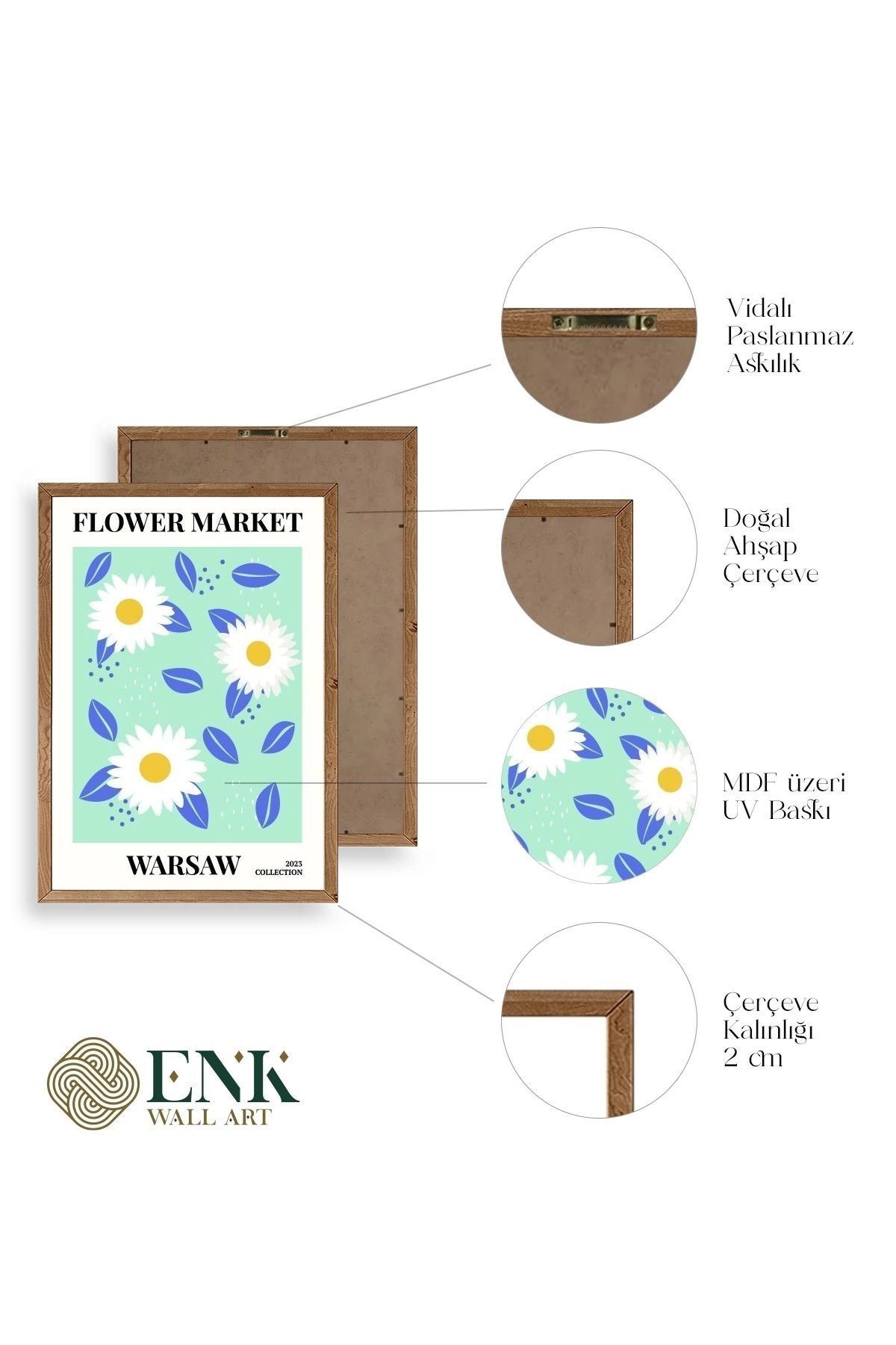 Çiçek Ahşap Çerçeveli Tablo 17 x 23