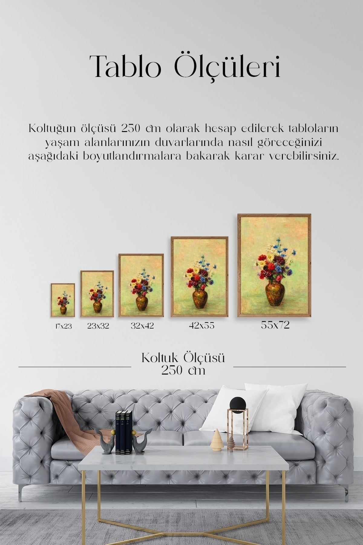 Vazoda Çiçek Ahşap Çerçeveli Tablo 50 x 70