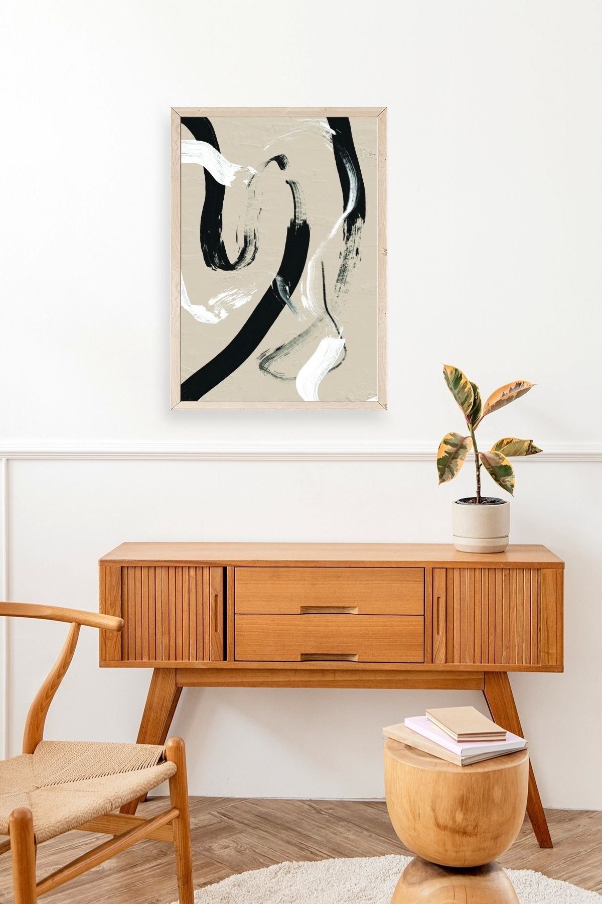 Soyut Ahşap Çerçeveli Tablo 17 x 23