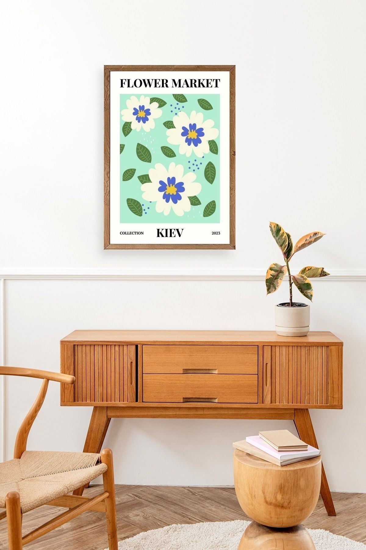 Çiçek Ahşap Çerçeveli Tablo 50 x 70