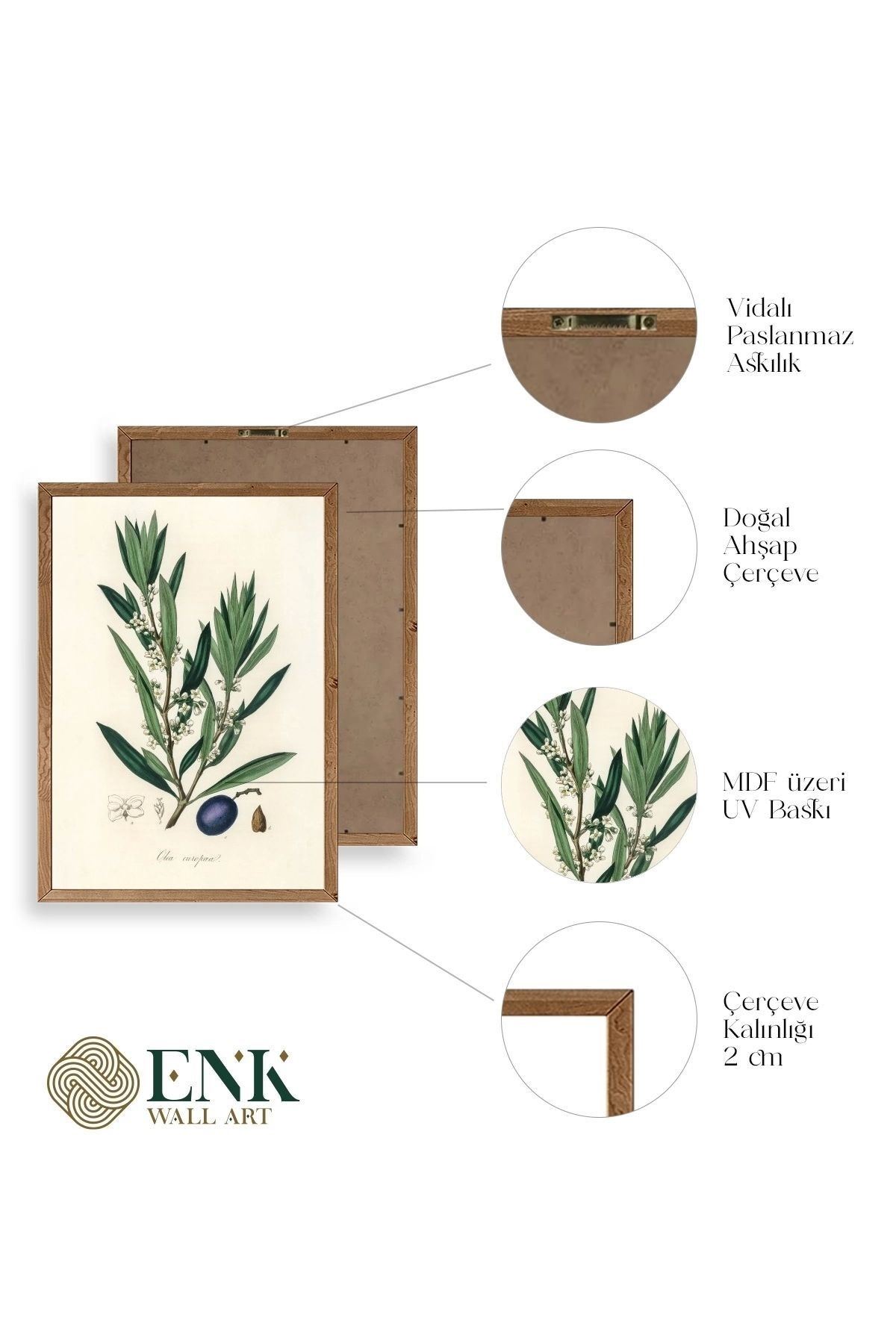 Yaprak Ahşap Çerçeveli Tablo 23 x 30