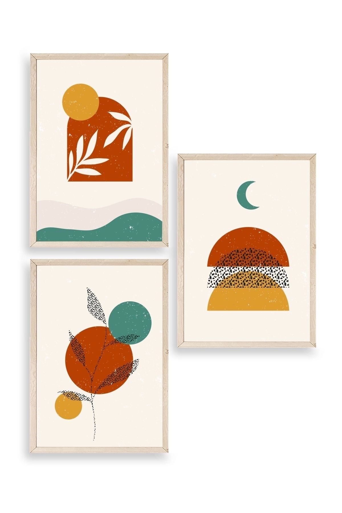 Manzara Üçlü Ahşap Çerçeveli Tablo 23 x 30