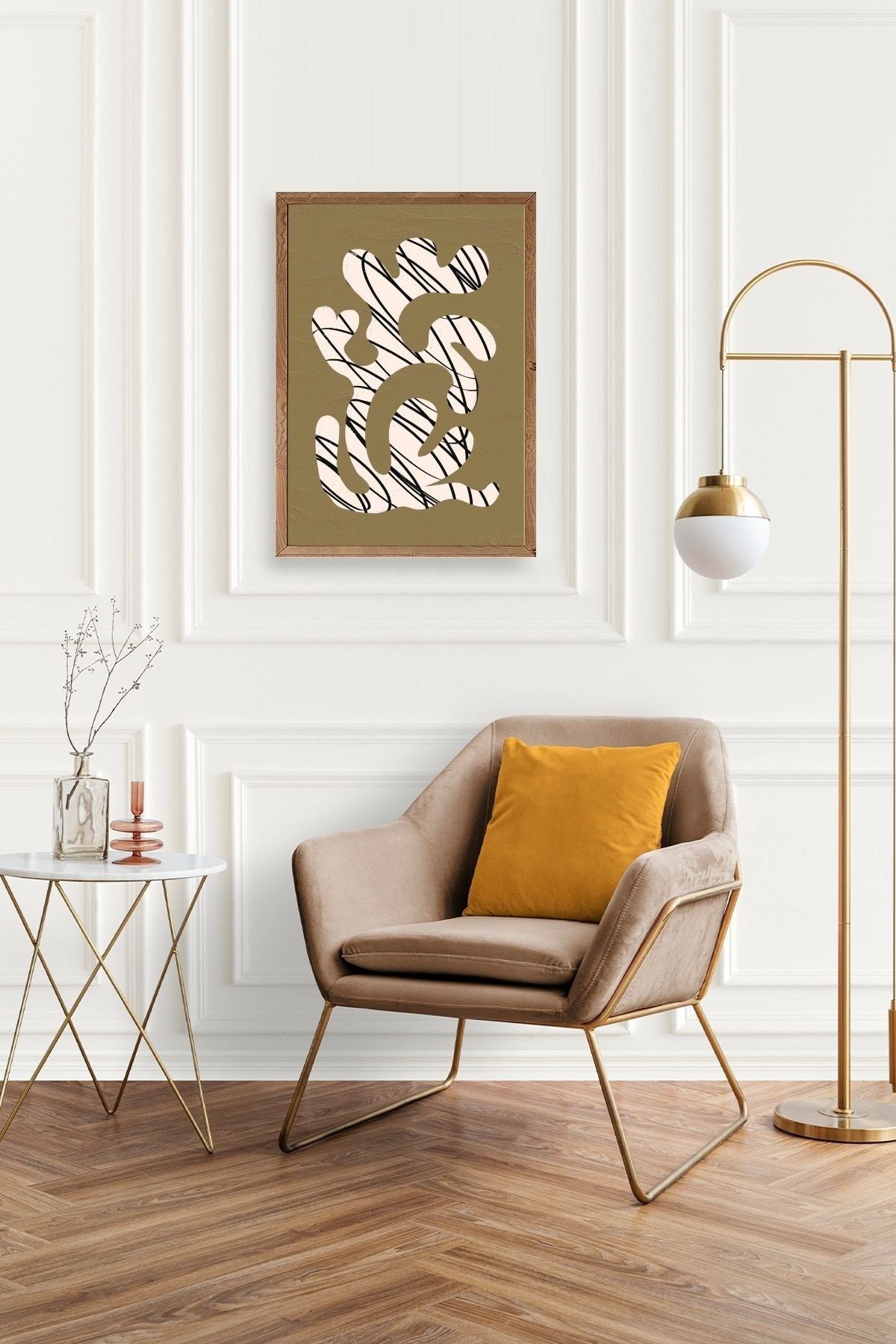 Soyut Ahşap Çerçeveli Tablo 23 x 30