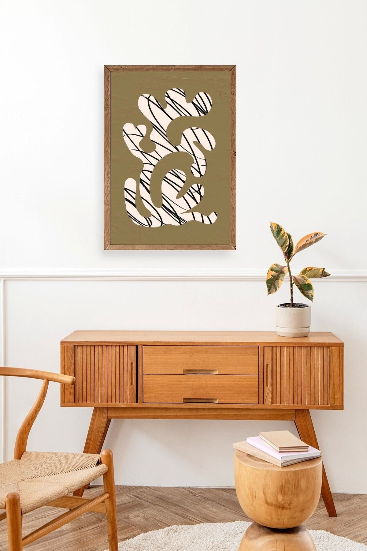 Soyut Ahşap Çerçeveli Tablo 23 x 30