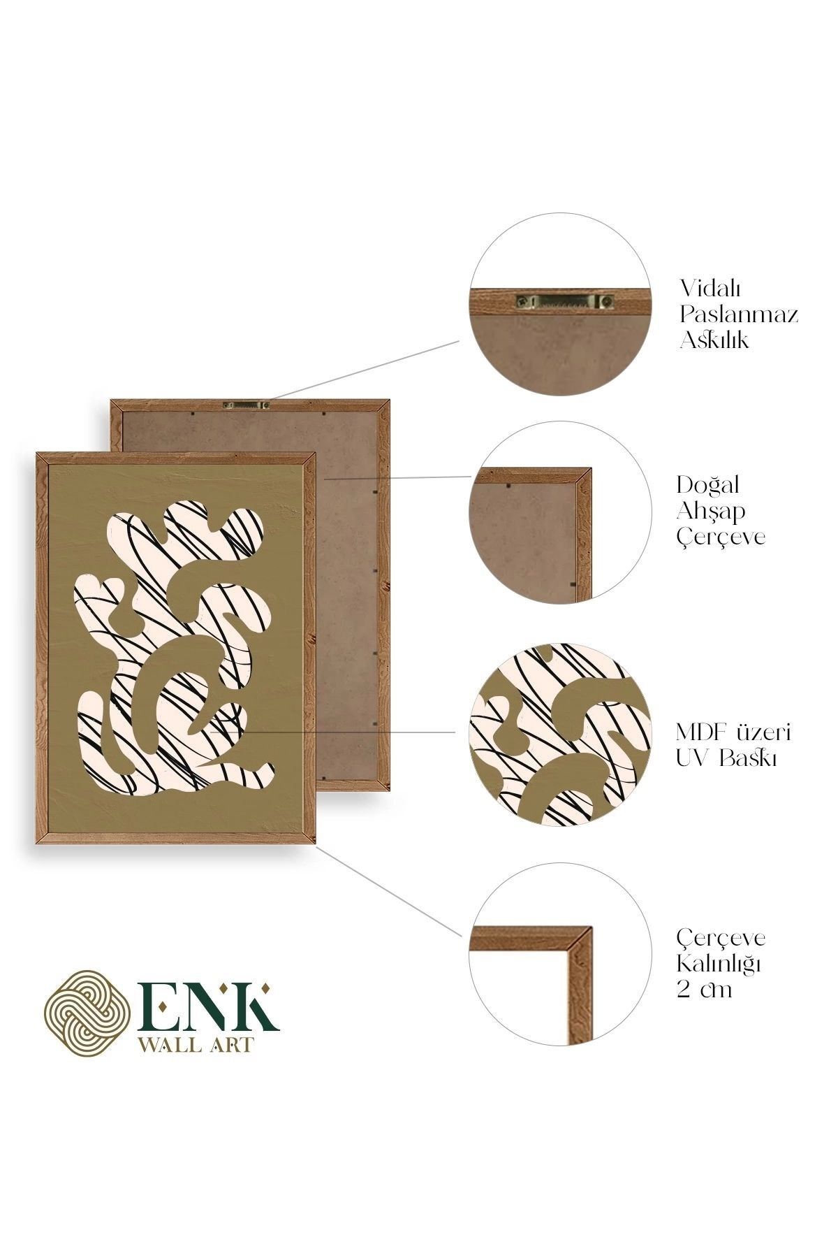 Soyut Ahşap Çerçeveli Tablo 50 x 70