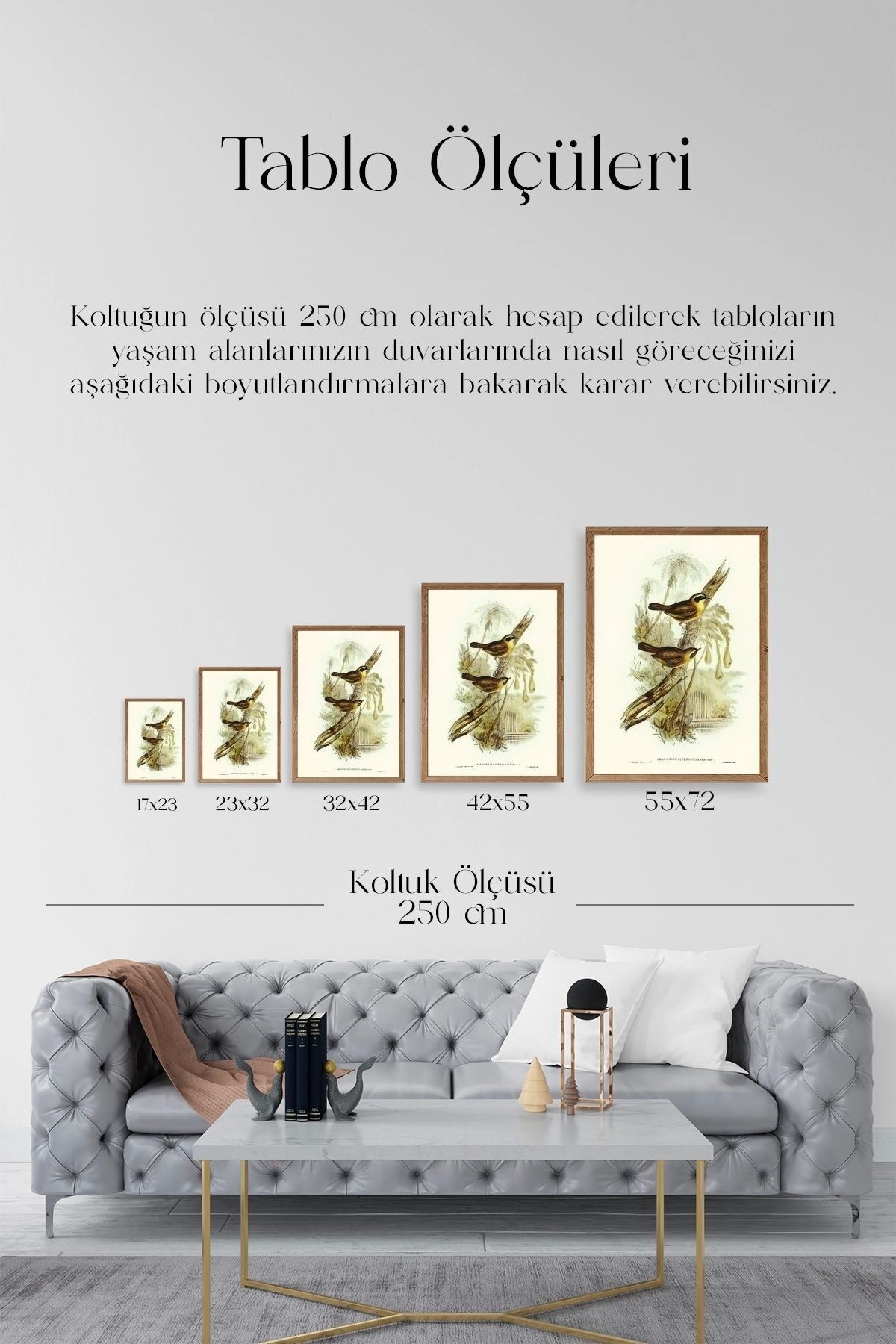 Kuşlar Ahşap Çerçeveli Tablo 17 x 23