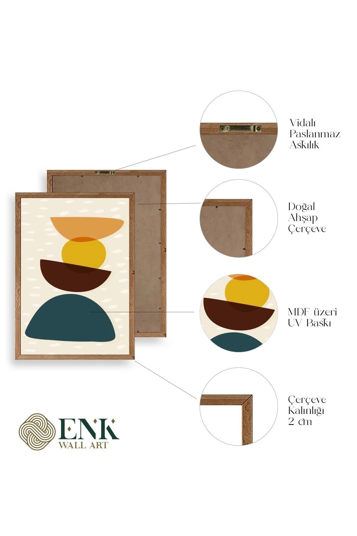 Rahatlatıcı Desenler Üçlü Ahşap Çerçeveli Tablo 23 x 30