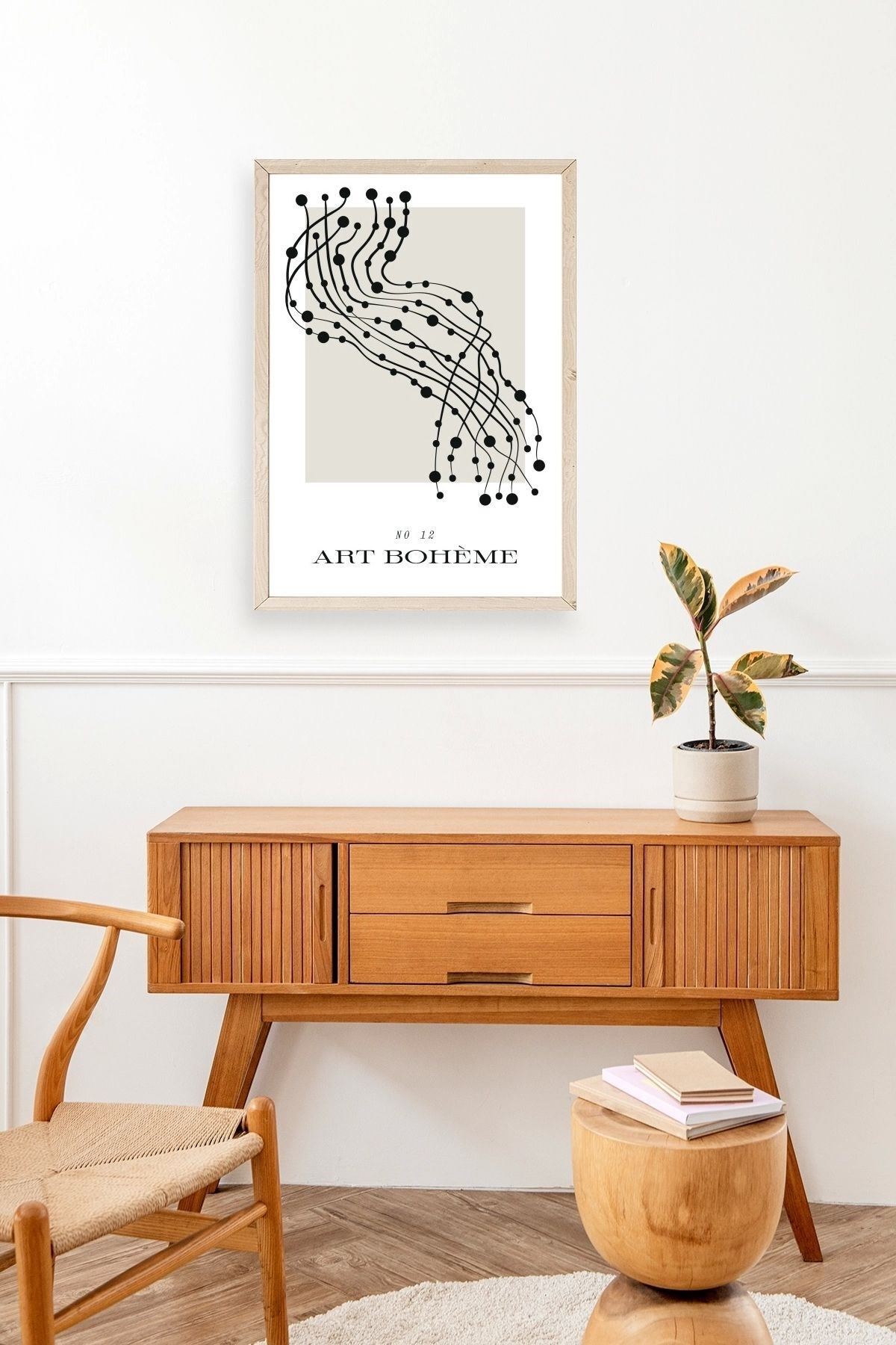 Soyut Ahşap Çerçeveli Tablo 50 x 70