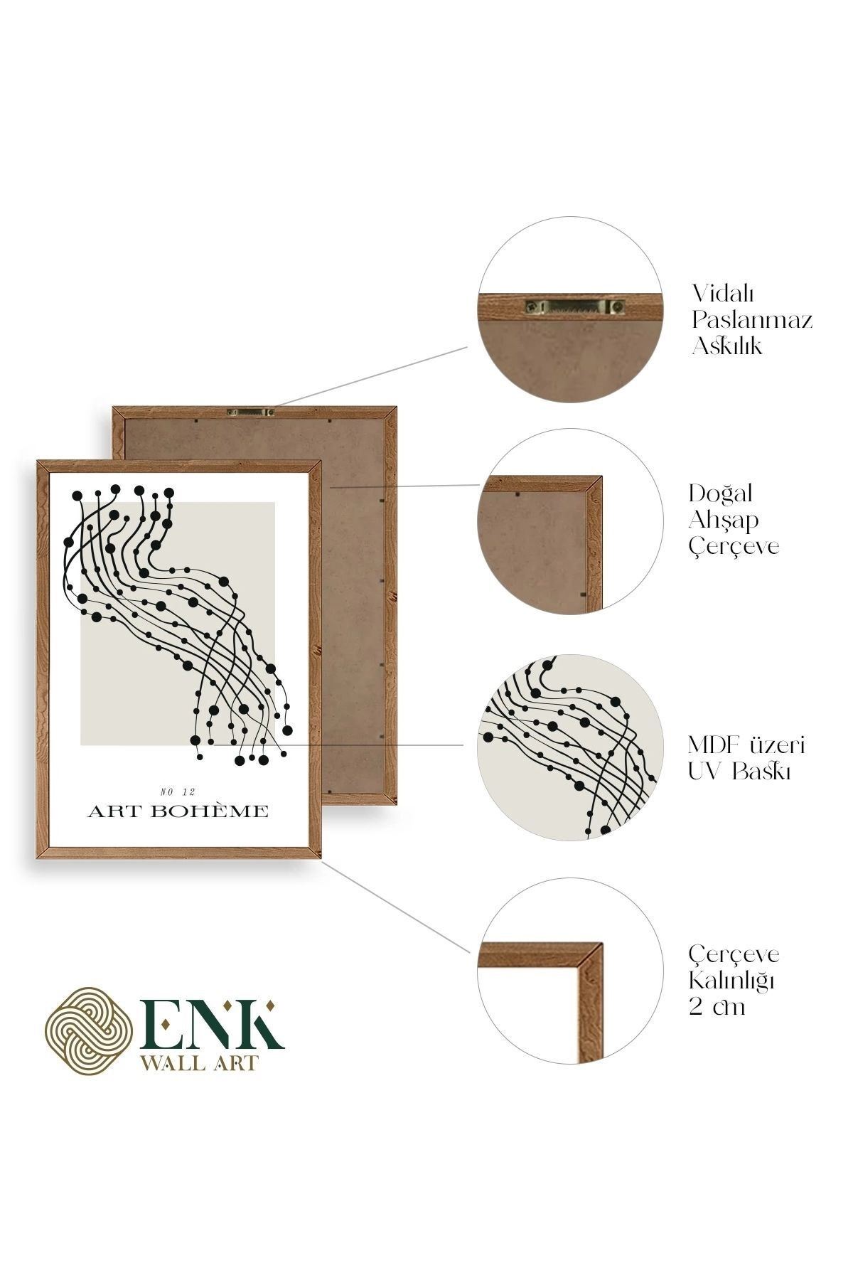 Soyut Ahşap Çerçeveli Tablo 50 x 70